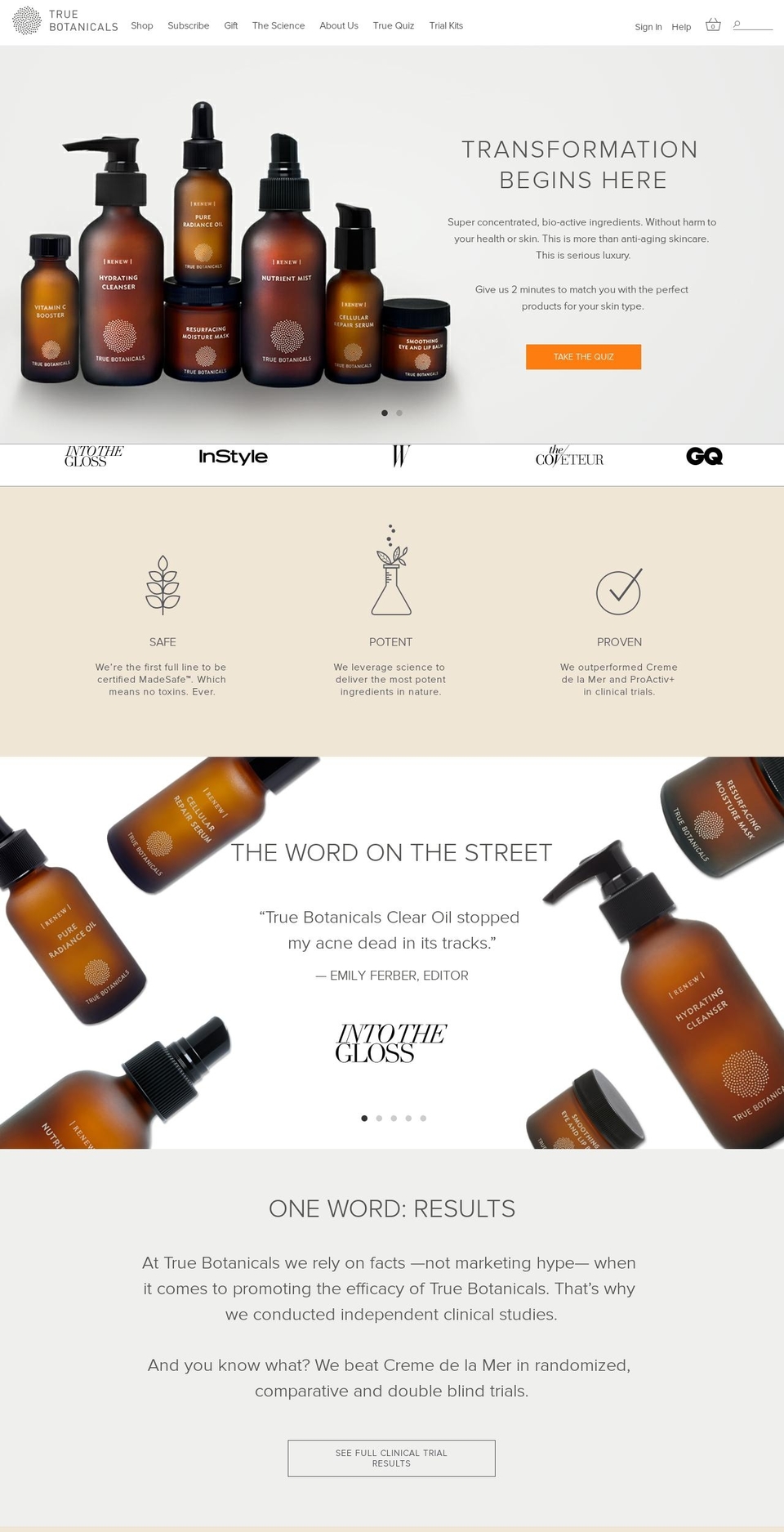 truebotanicals.com shopify website screenshot