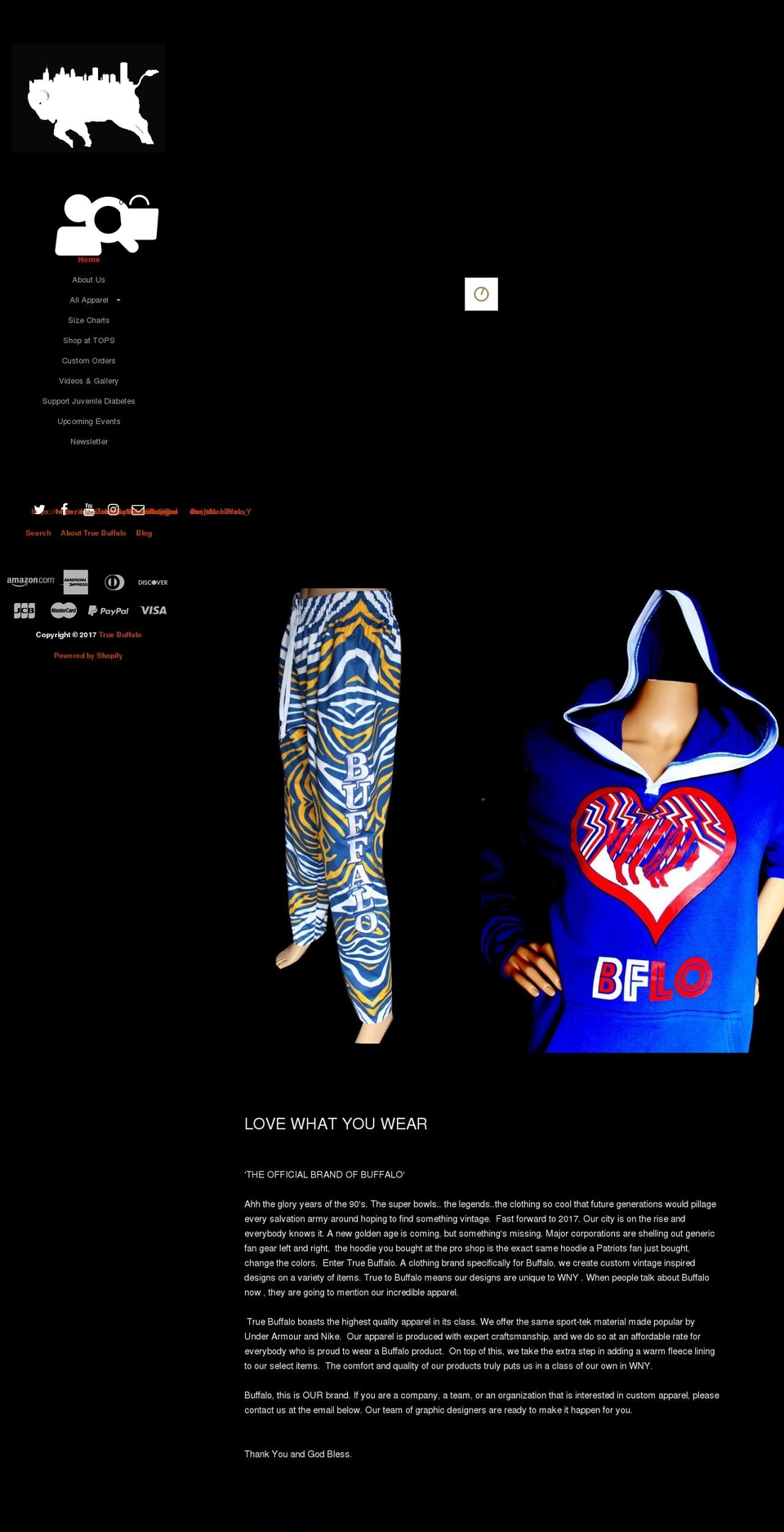 truebuffaloapparel.com shopify website screenshot