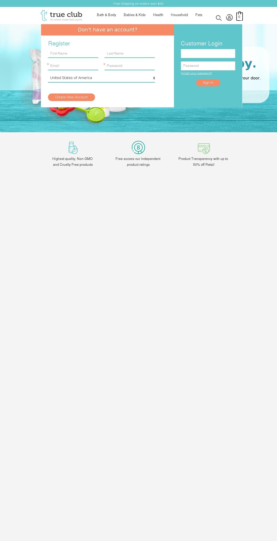 trueclub.com shopify website screenshot