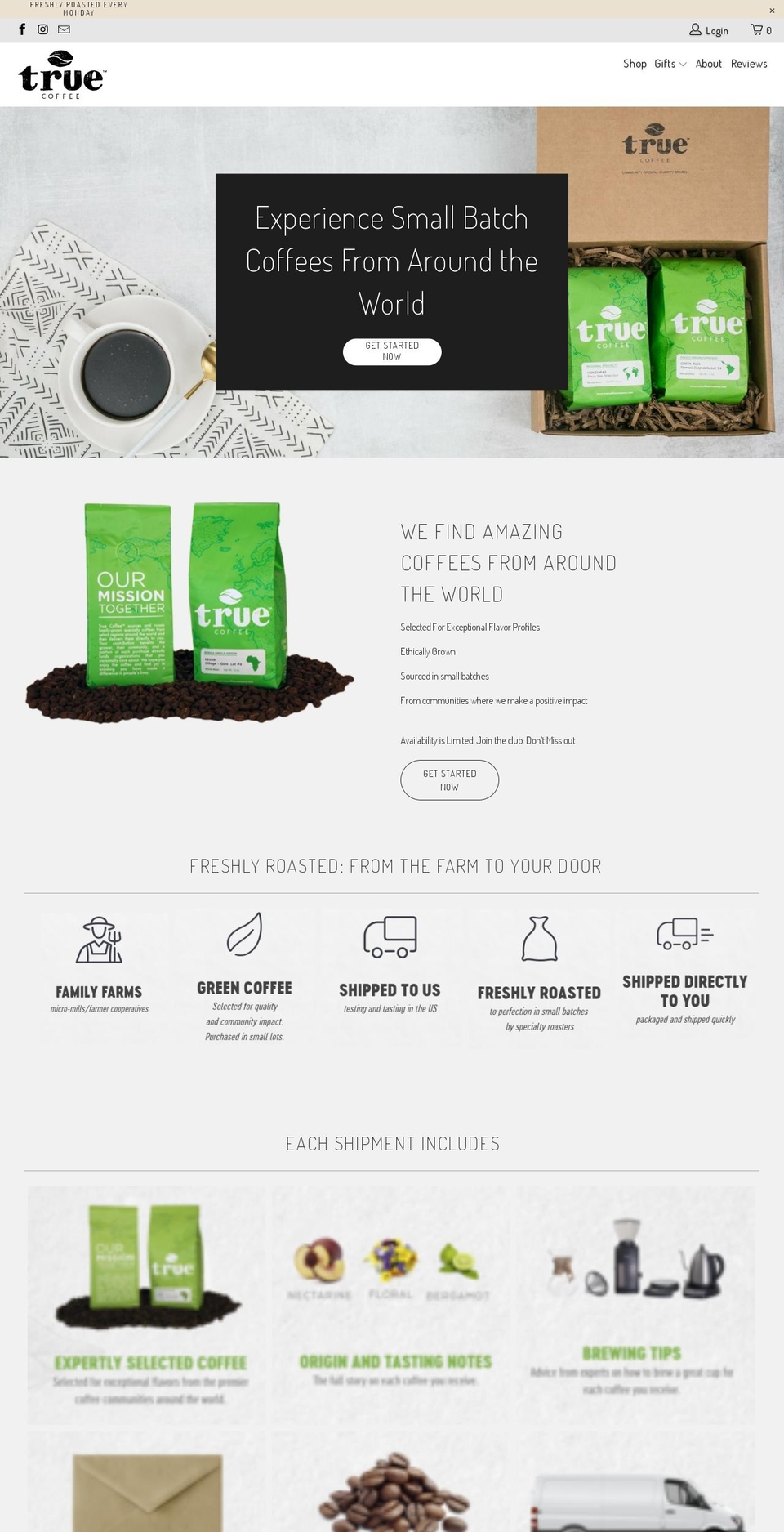 truecoffeecompany.com shopify website screenshot