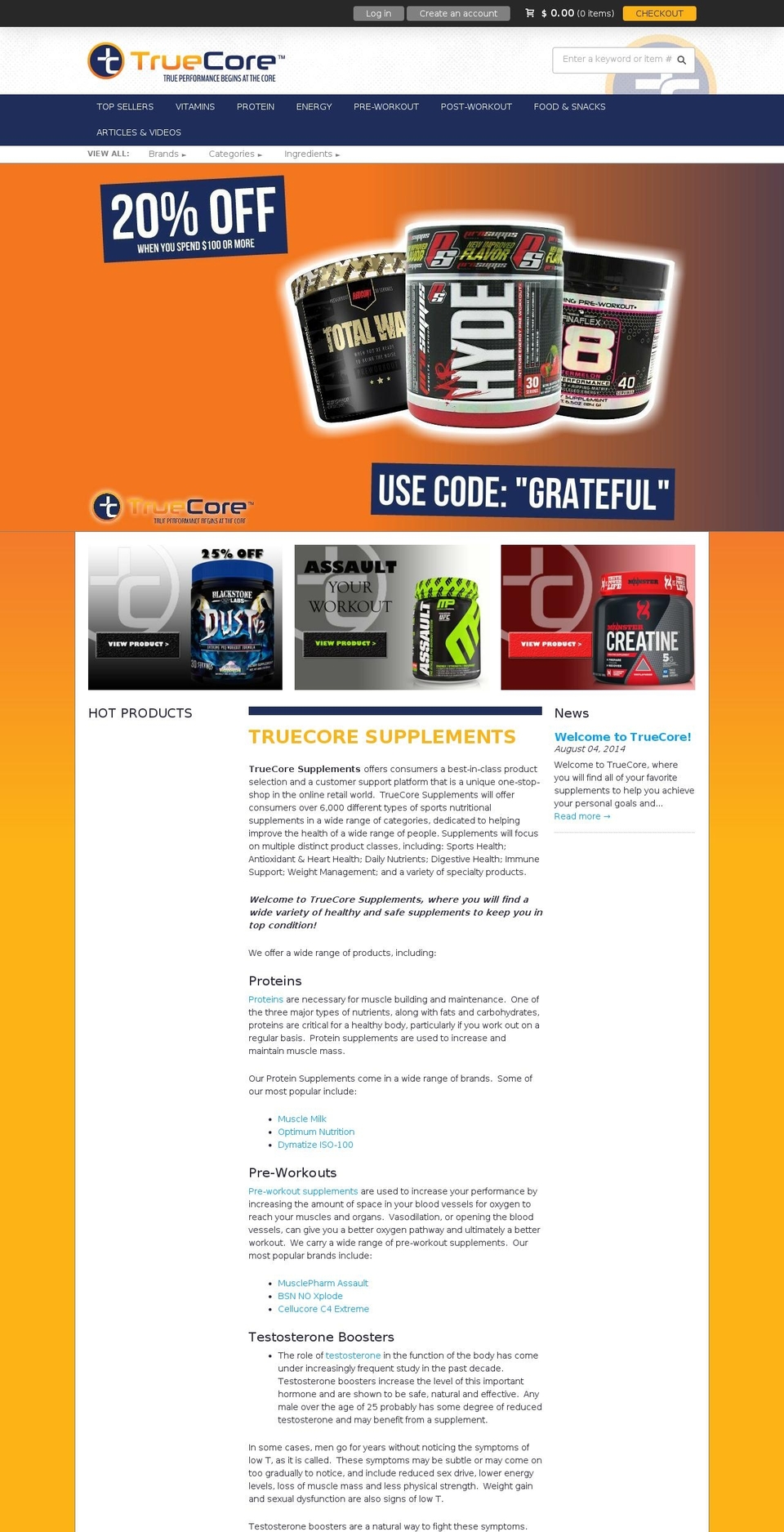 TrueCore NutriLoader 2015-10-26 Shopify theme site example truecoresupps.com