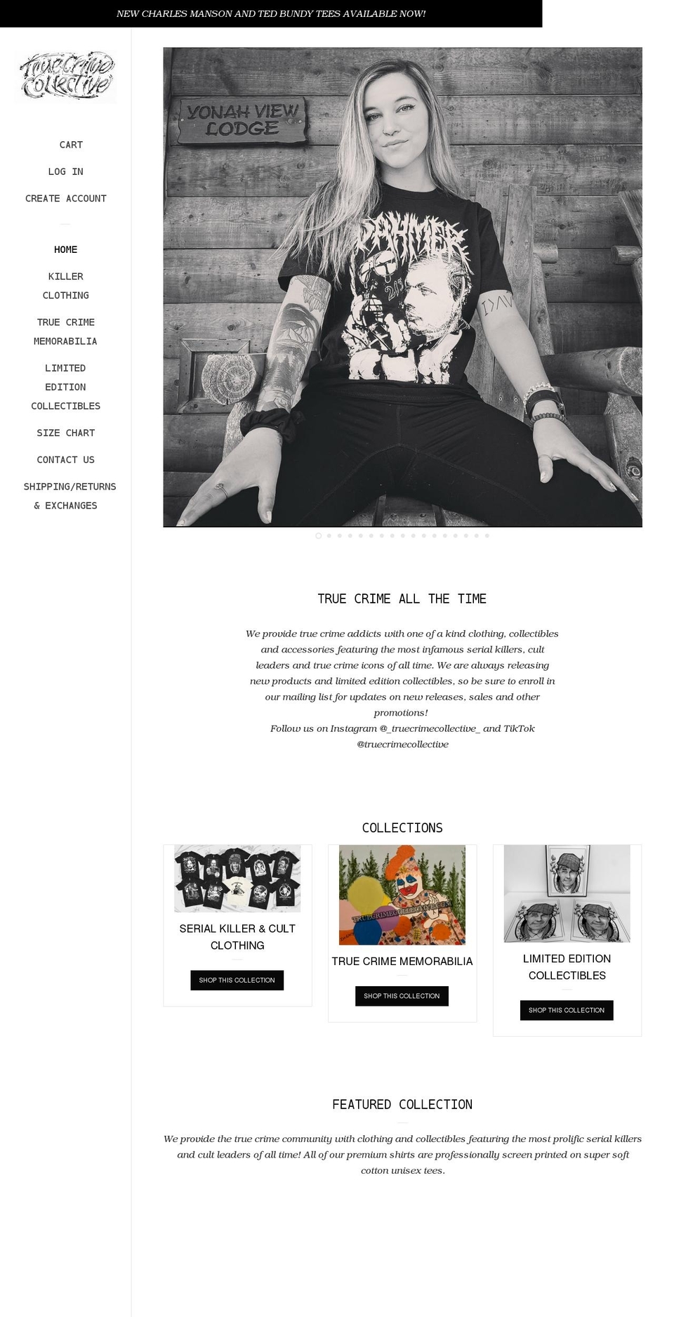 Pop with Installments message Shopify theme site example truecrimecollective.com