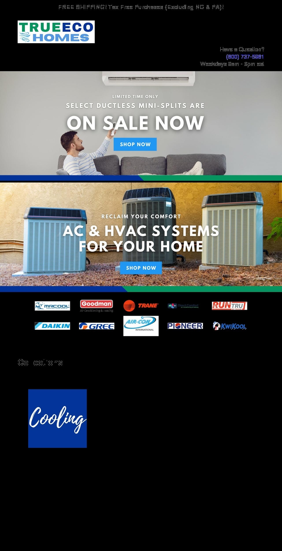 trueecohomes.com shopify website screenshot