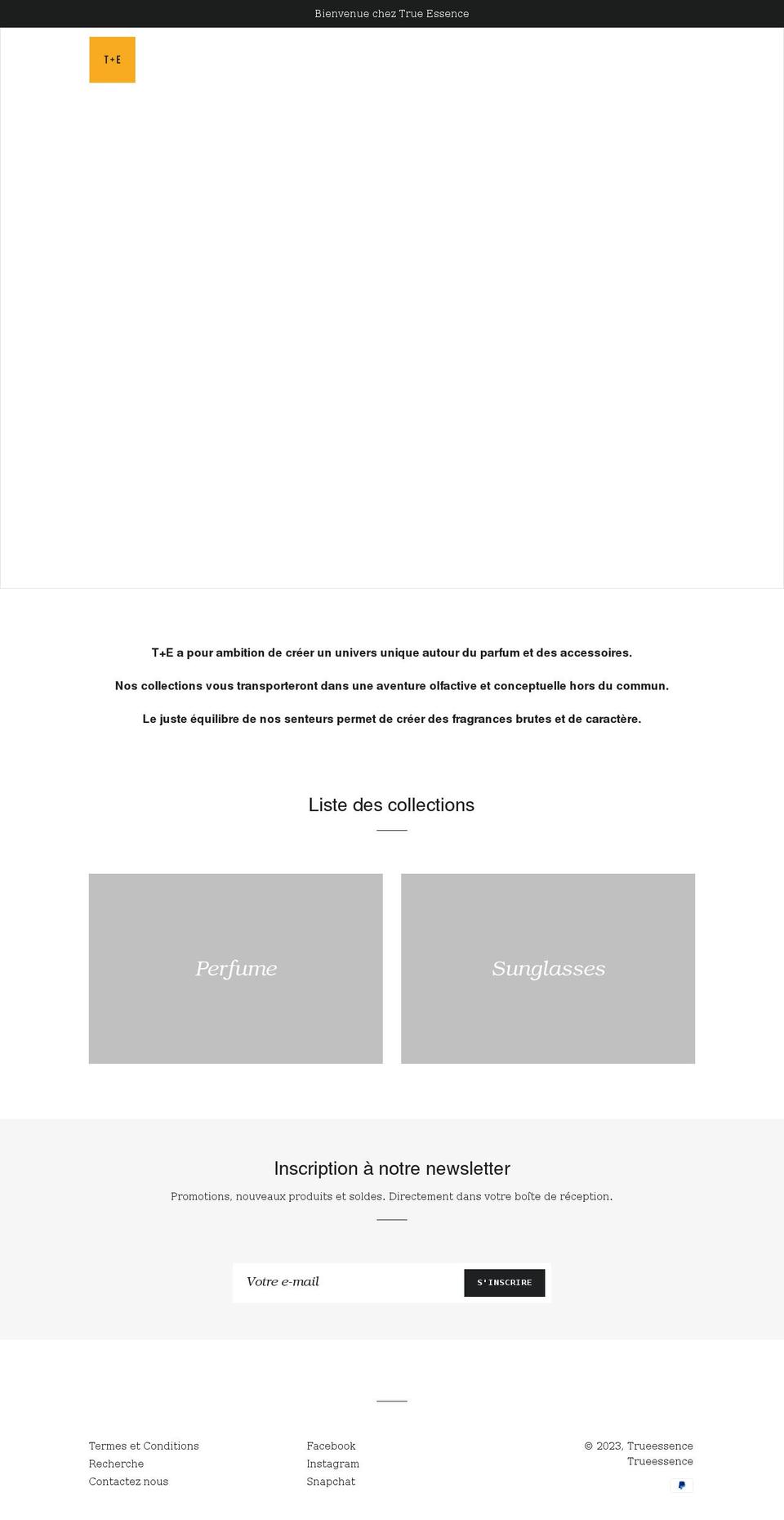 trueessenceparis.com shopify website screenshot