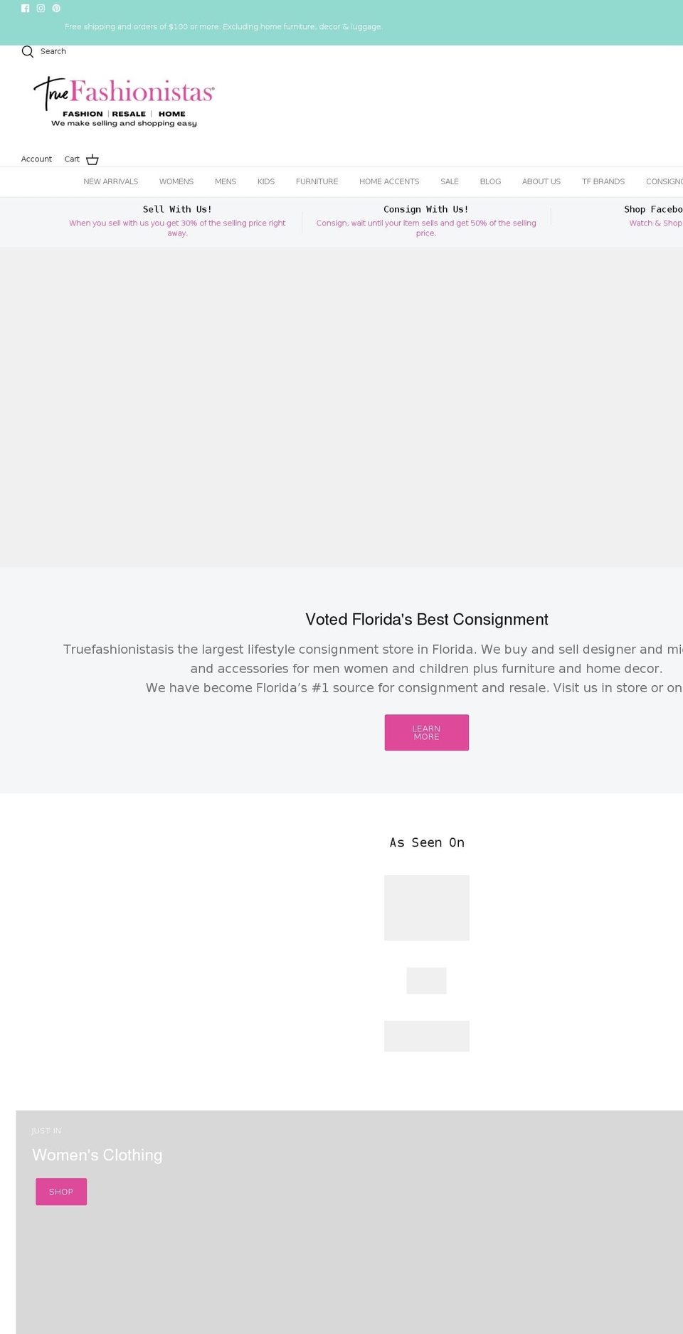 truefashionistas.com shopify website screenshot