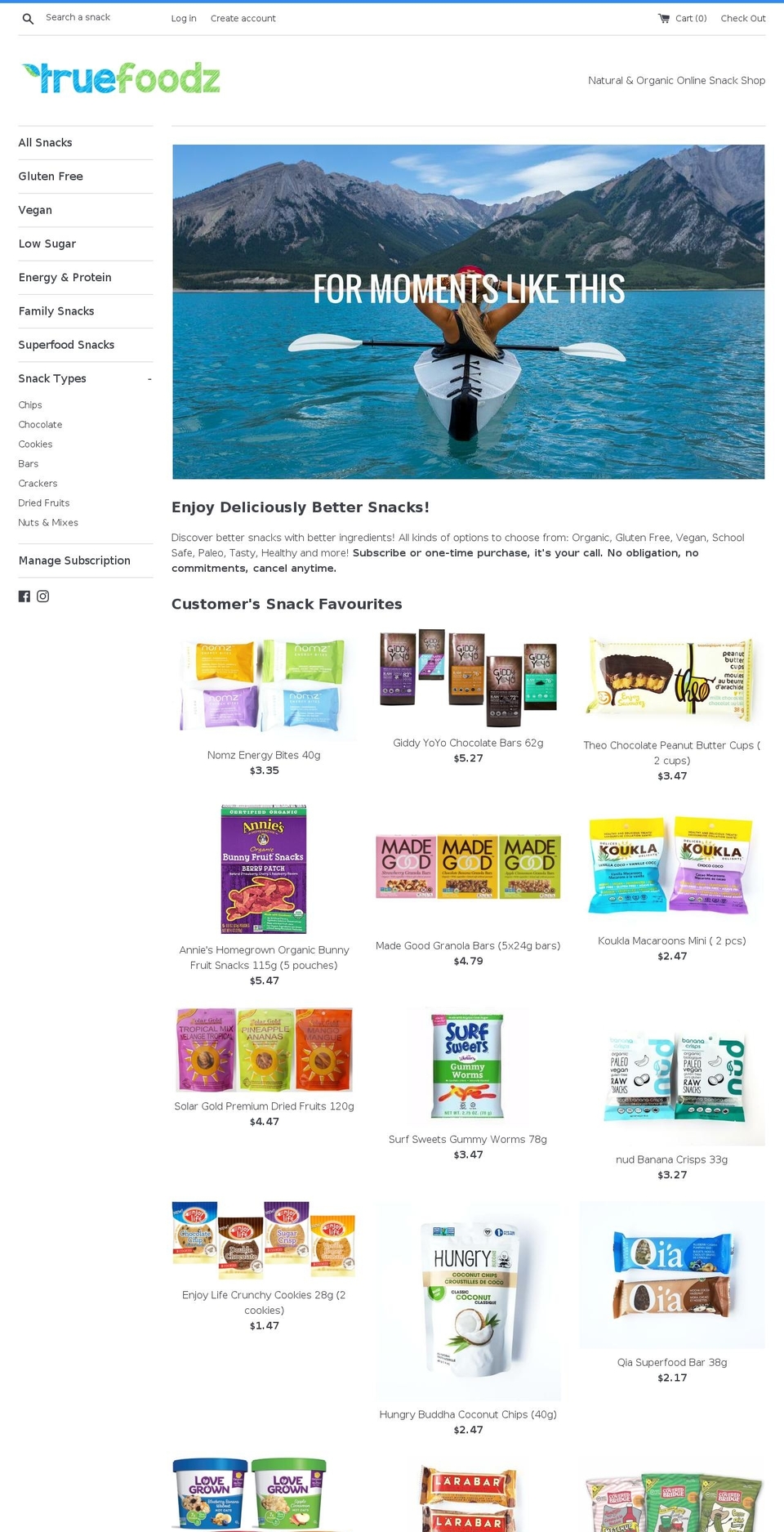 truefoodz.com — Shopify storefront screenshot