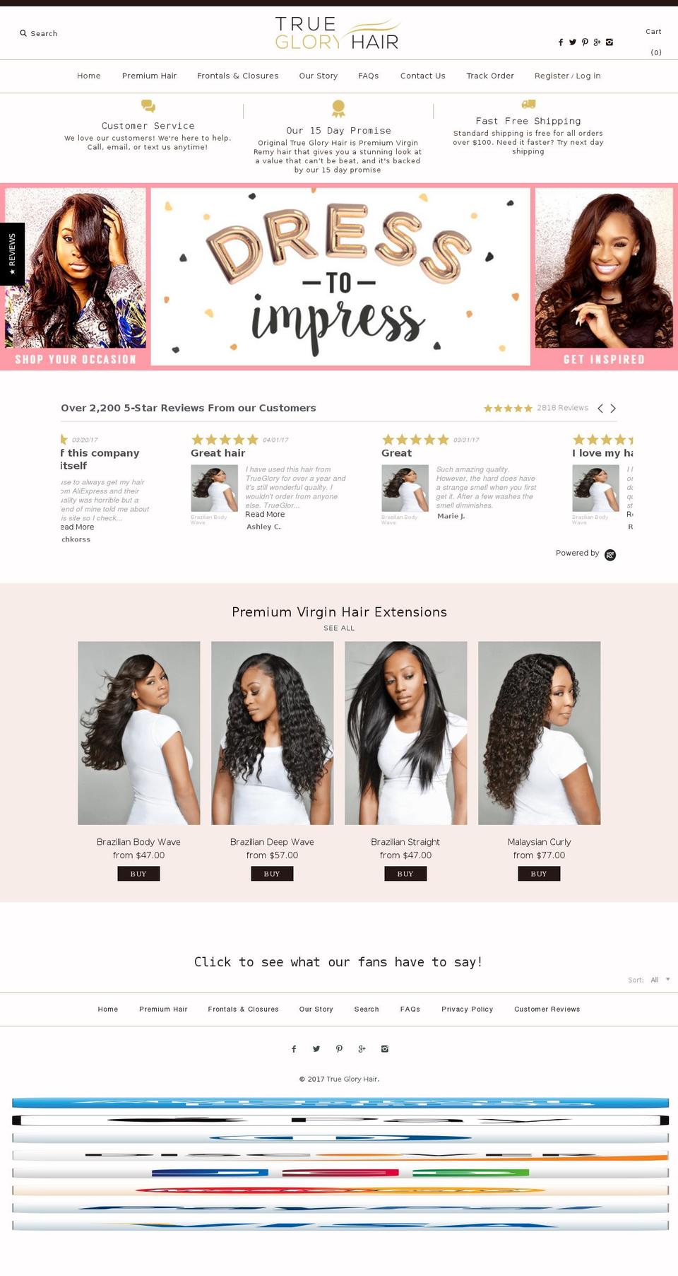 truegloryhair.net shopify website screenshot