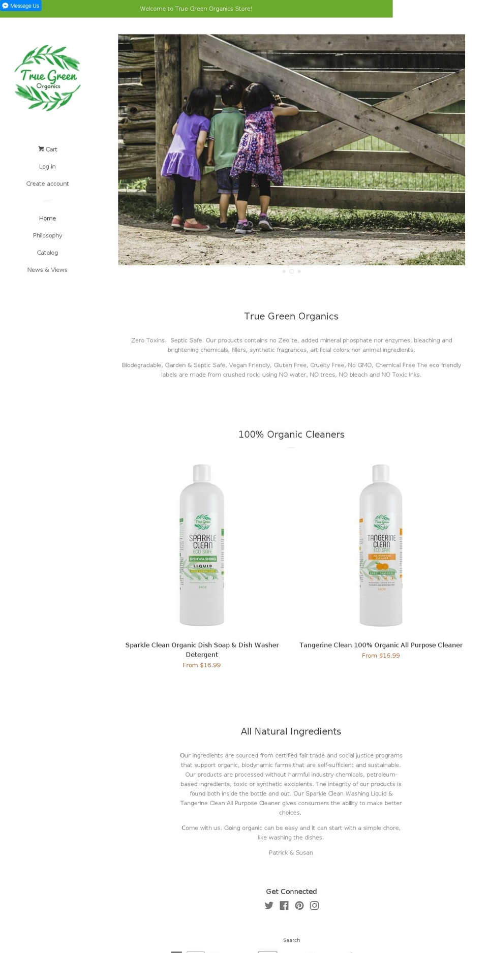 truegreenorganics.com shopify website screenshot