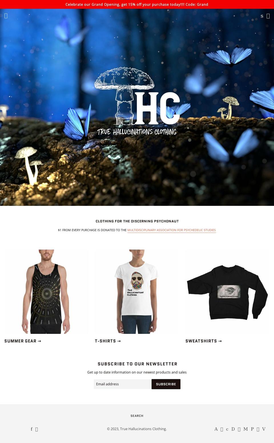 truehallucinationsclothing.com — Shopify storefront screenshot