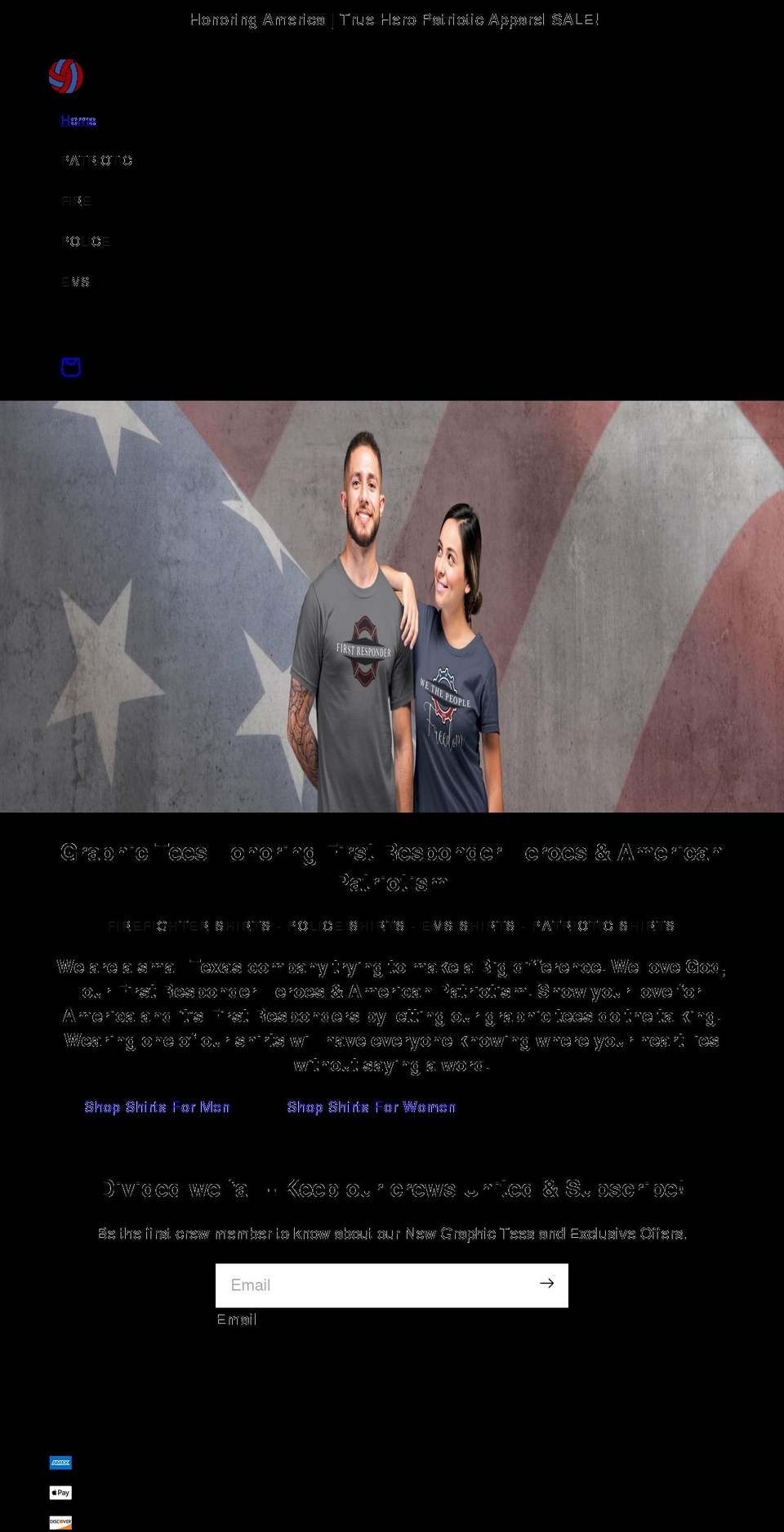 trueherothreads.com shopify website screenshot