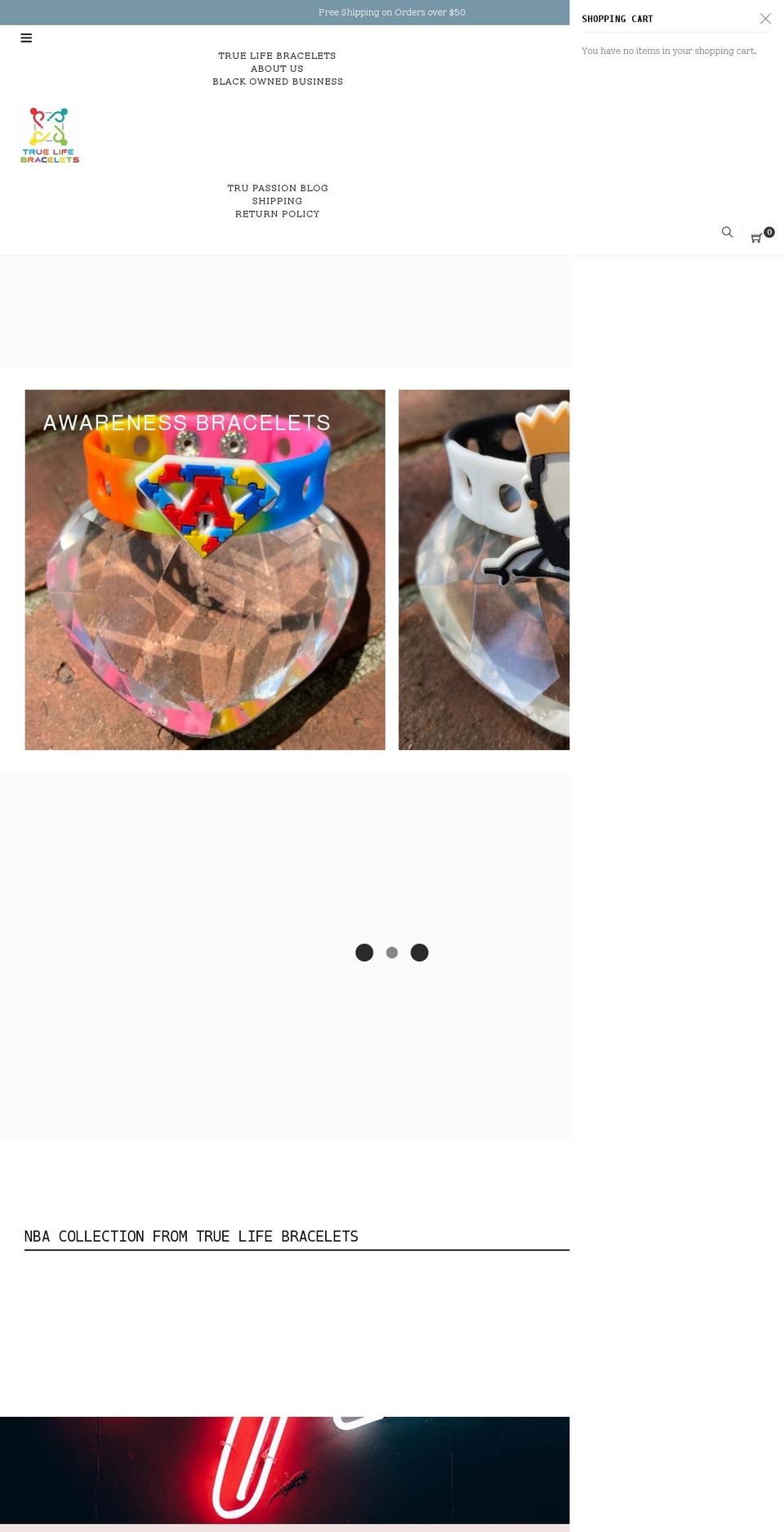 truelifebracelets.com shopify website screenshot