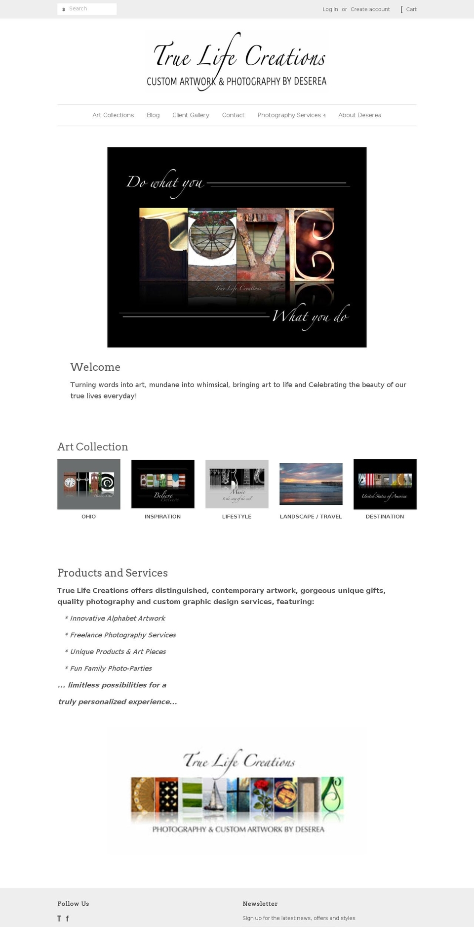 truelifecreations.com shopify website screenshot
