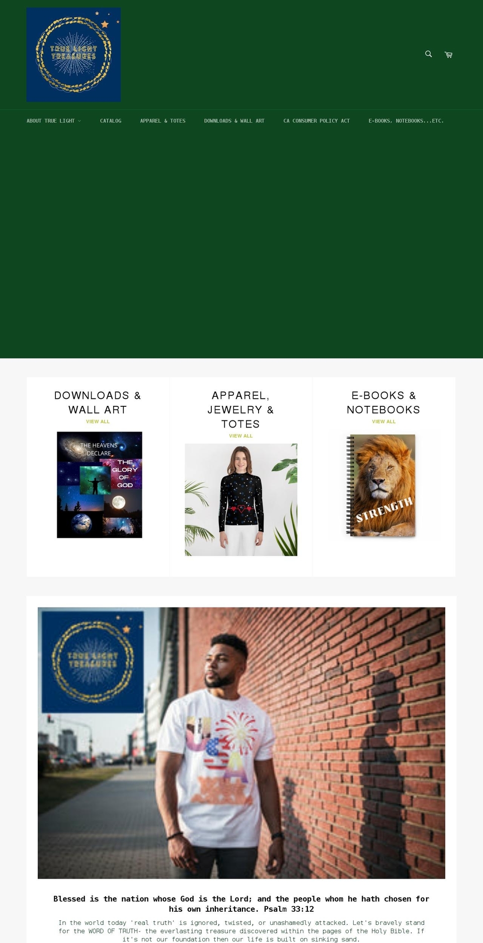 truelighttreasures.com shopify website screenshot