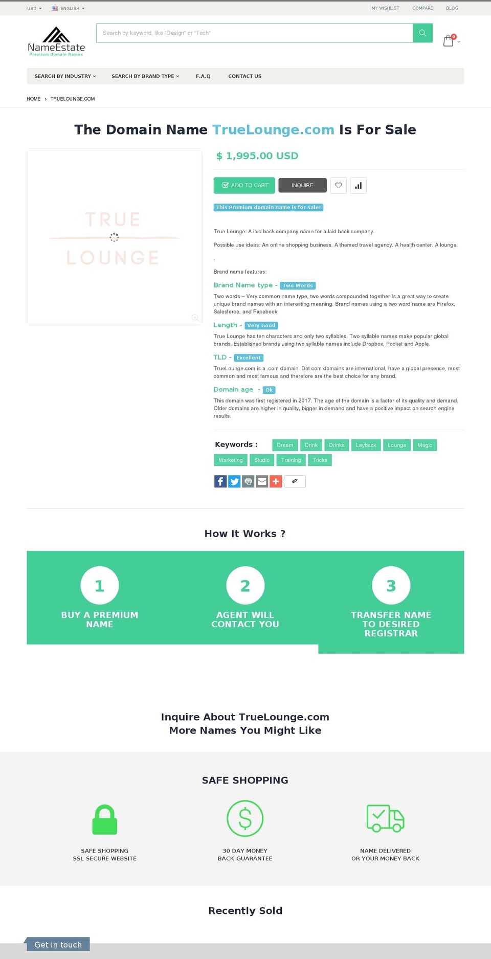 truelounge.com — Shopify storefront screenshot