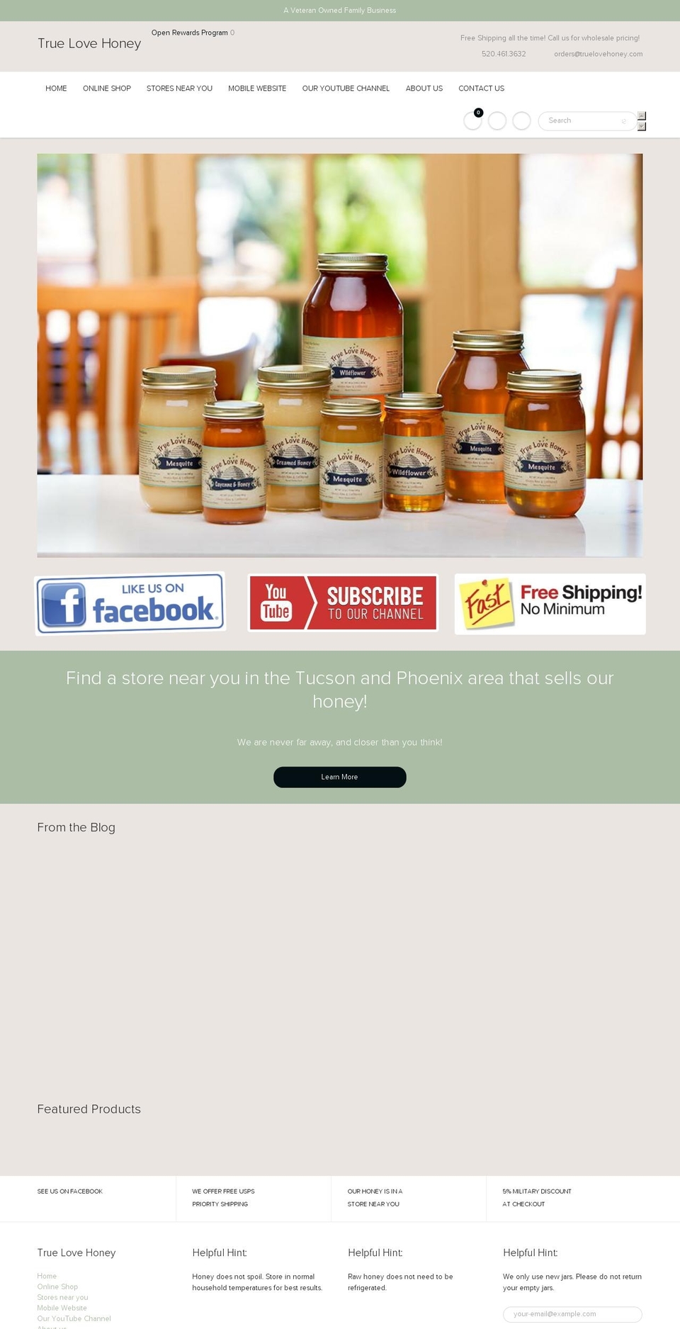 truelovehoneycompany.com — Shopify storefront screenshot