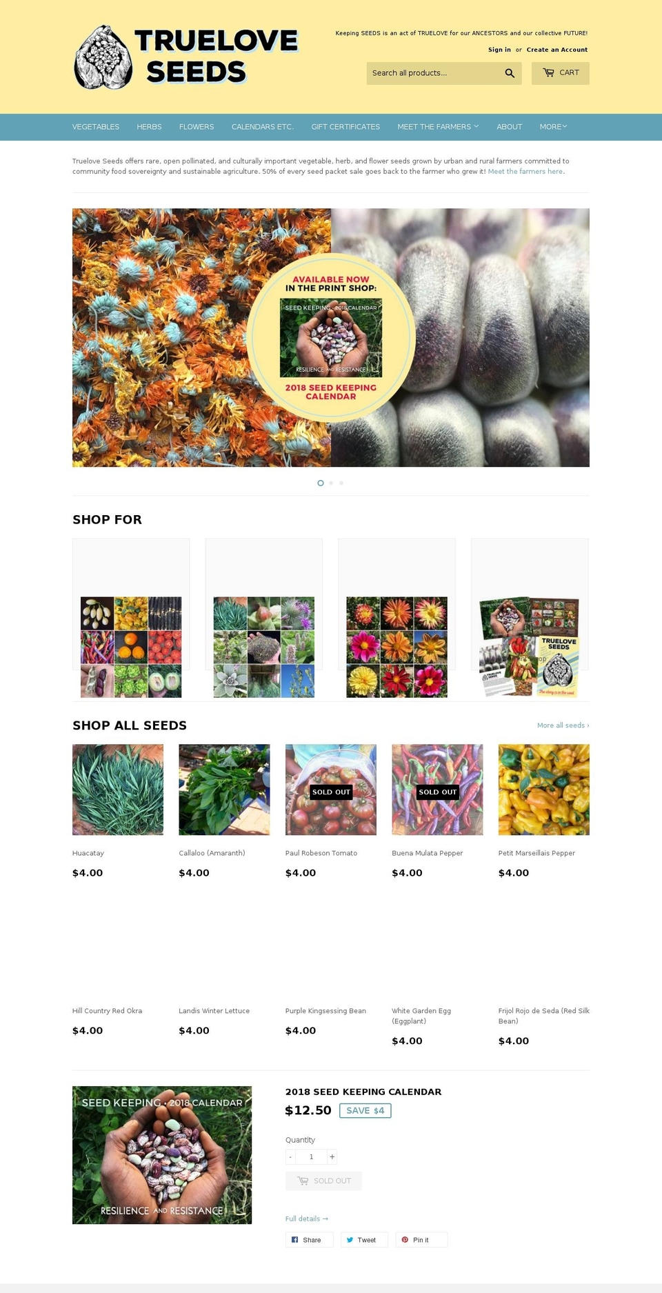 trueloveseeds.com shopify website screenshot