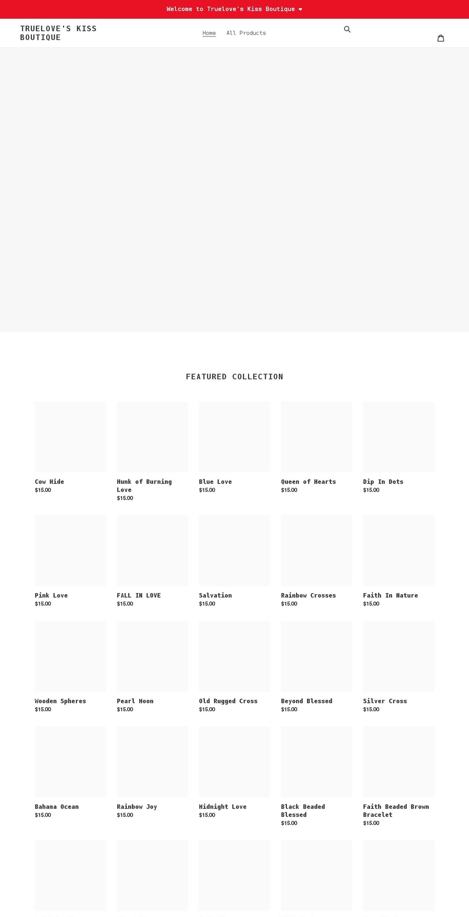 trueloveskissboutique.com shopify website screenshot