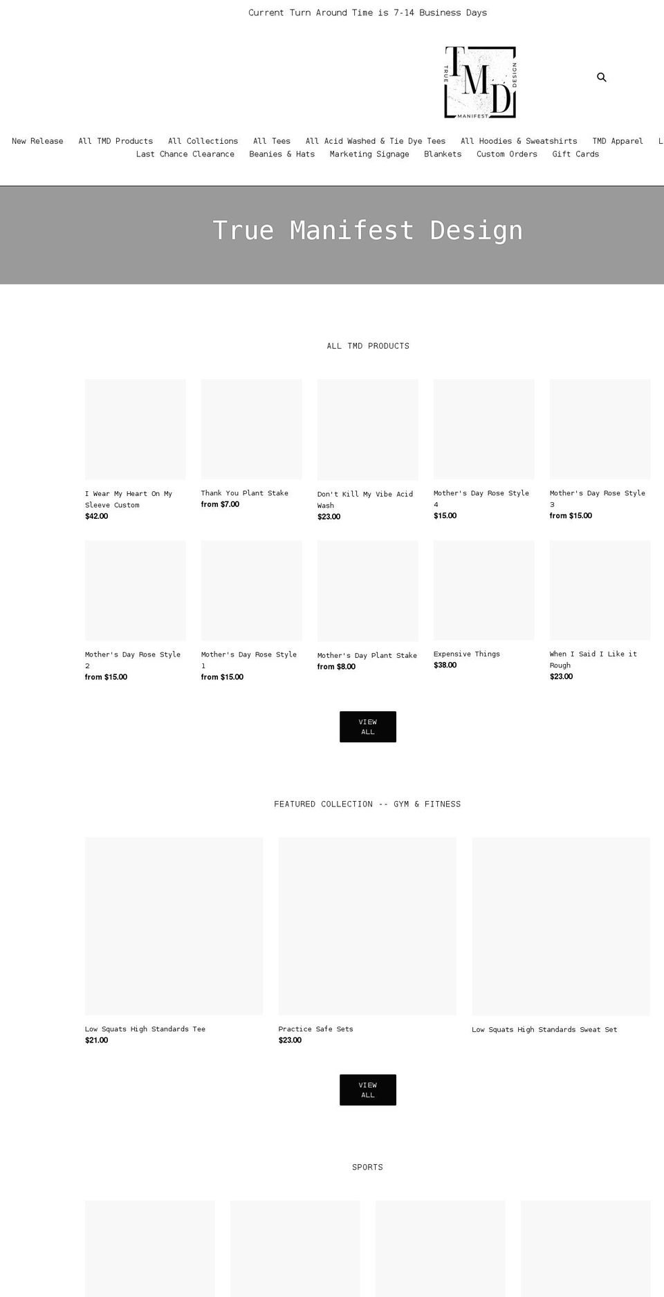 truemanifestdesign.com shopify website screenshot