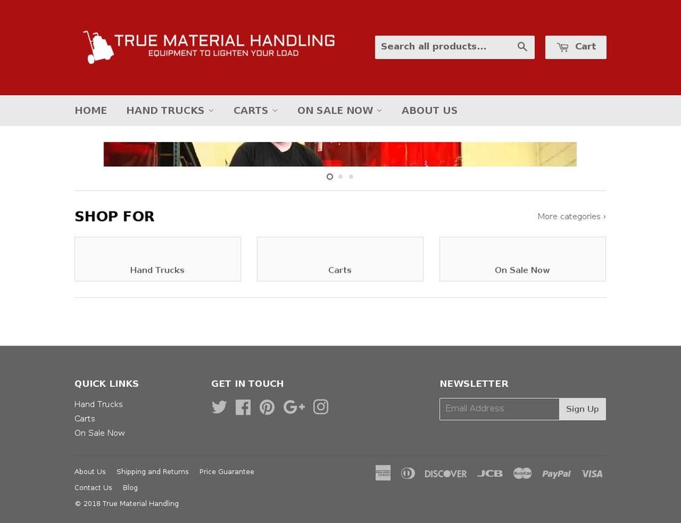 truematerialhandling.com shopify website screenshot