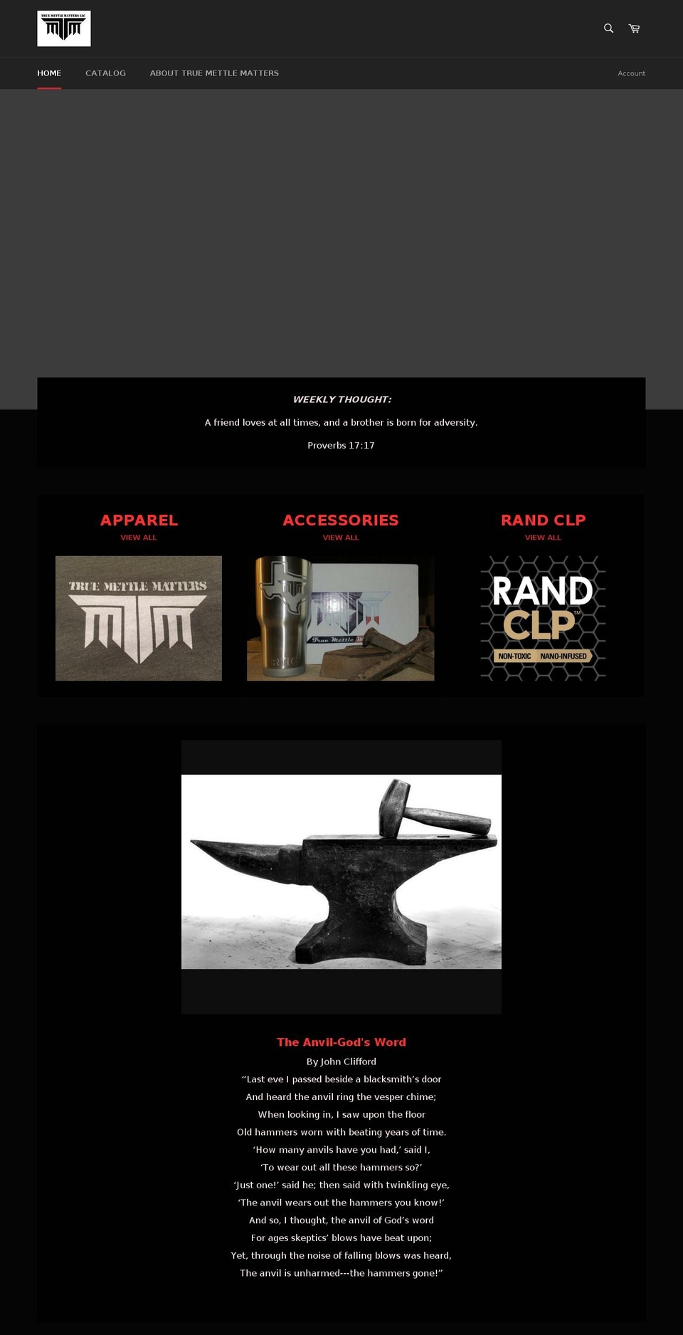 truemettlematters.com — Shopify storefront screenshot