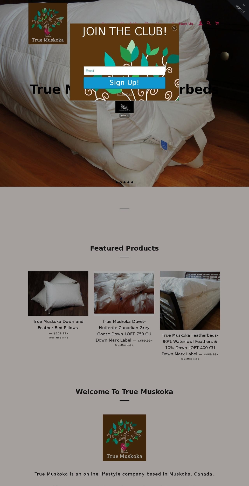 truemuskoka.com shopify website screenshot