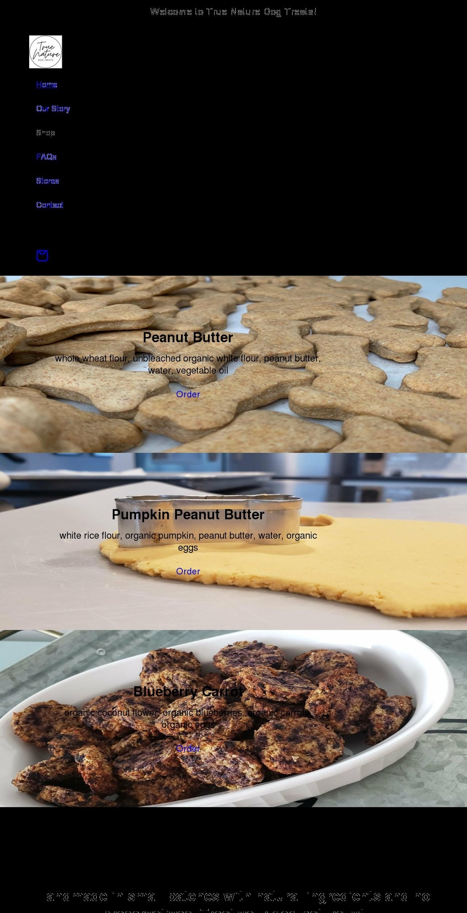 truenaturedogtreats.com shopify website screenshot