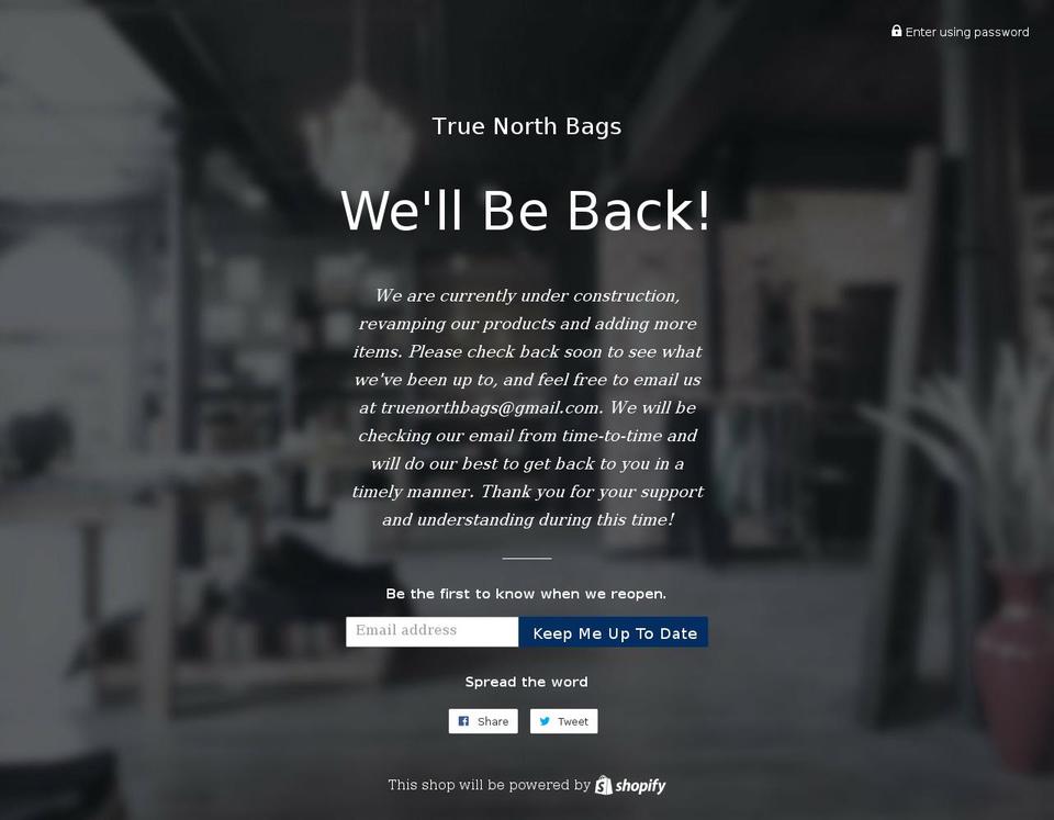 truenorthbags.com — Shopify storefront screenshot