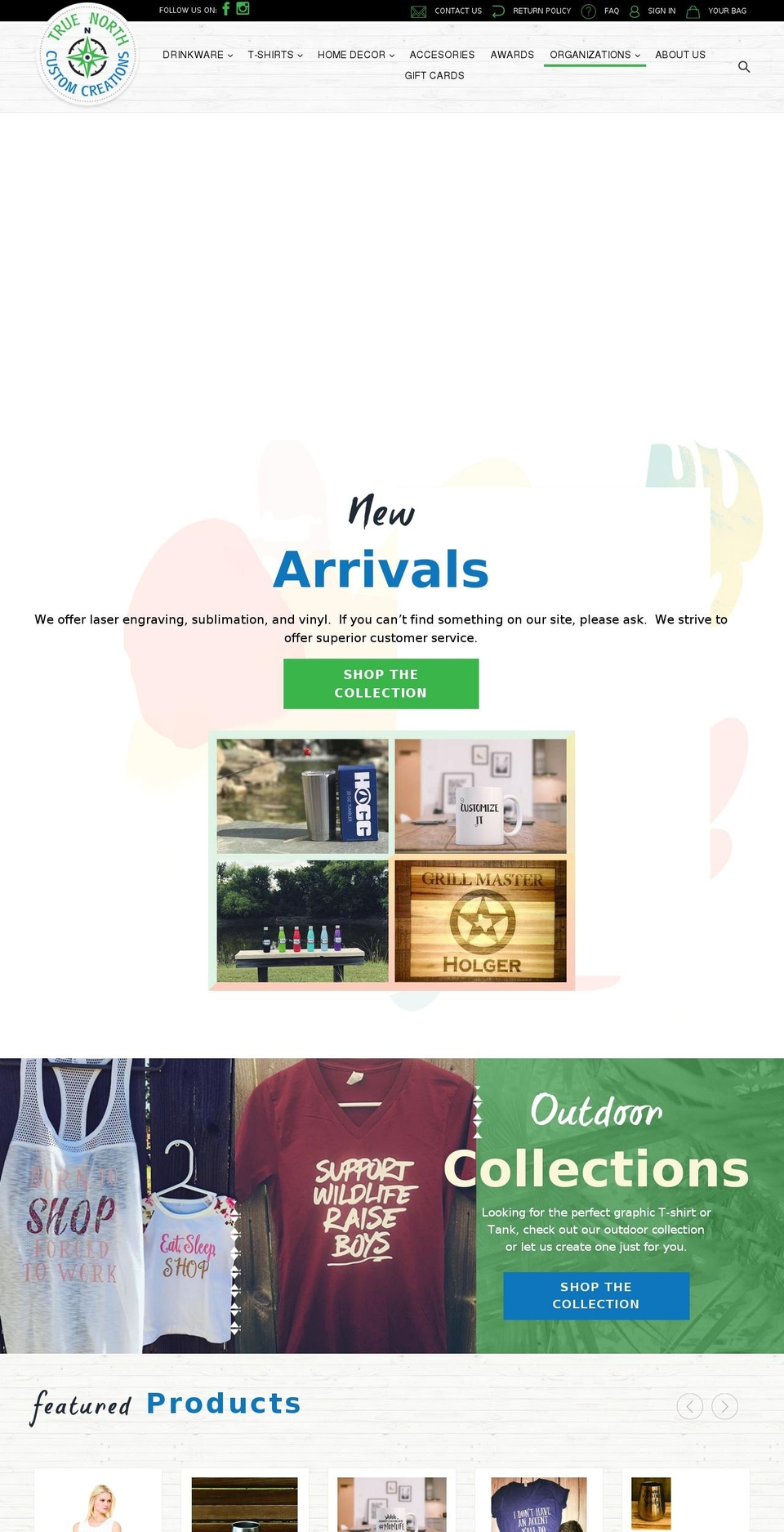 truenorthcustomcreations.com shopify website screenshot
