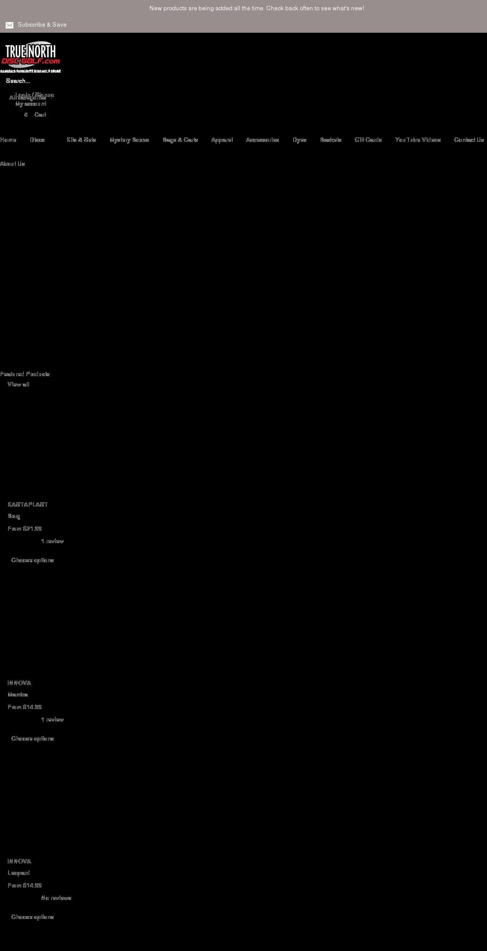 truenorthdiscgolf.com shopify website screenshot