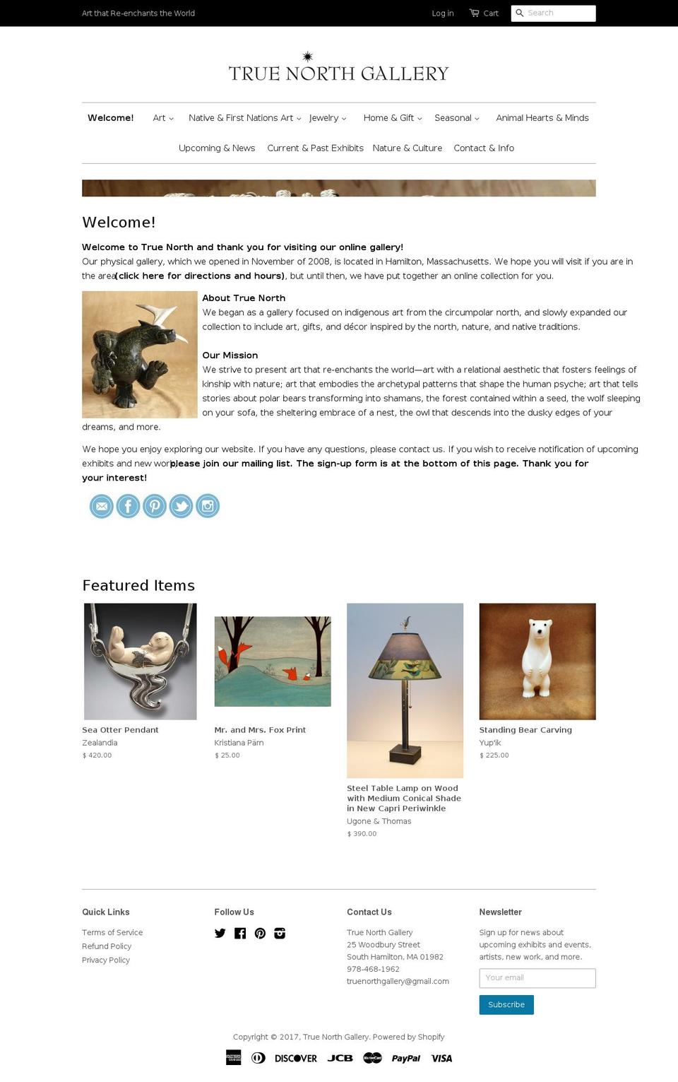 truenorthgallery.net shopify website screenshot