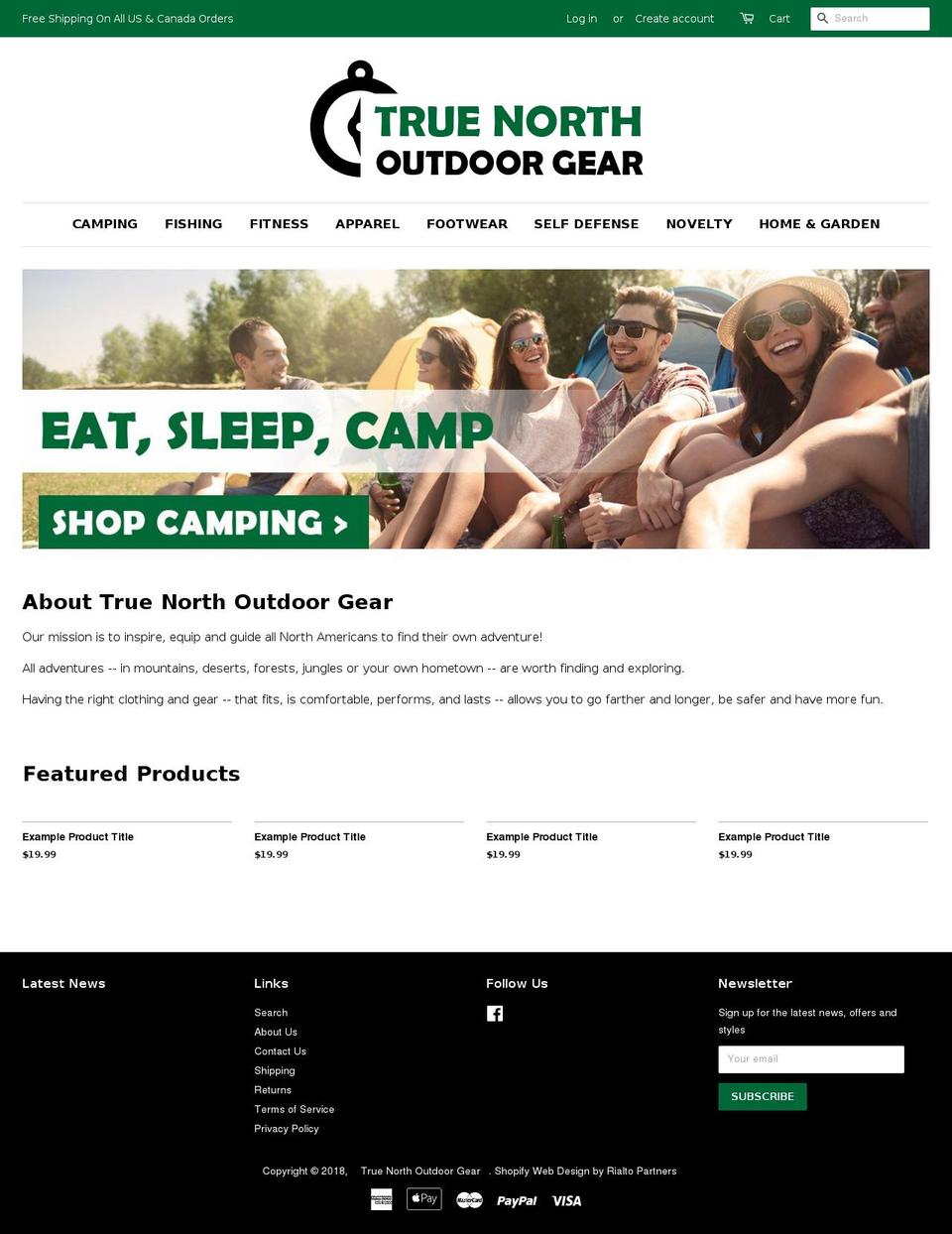 truenorthoutdoorgear.com — Shopify storefront screenshot