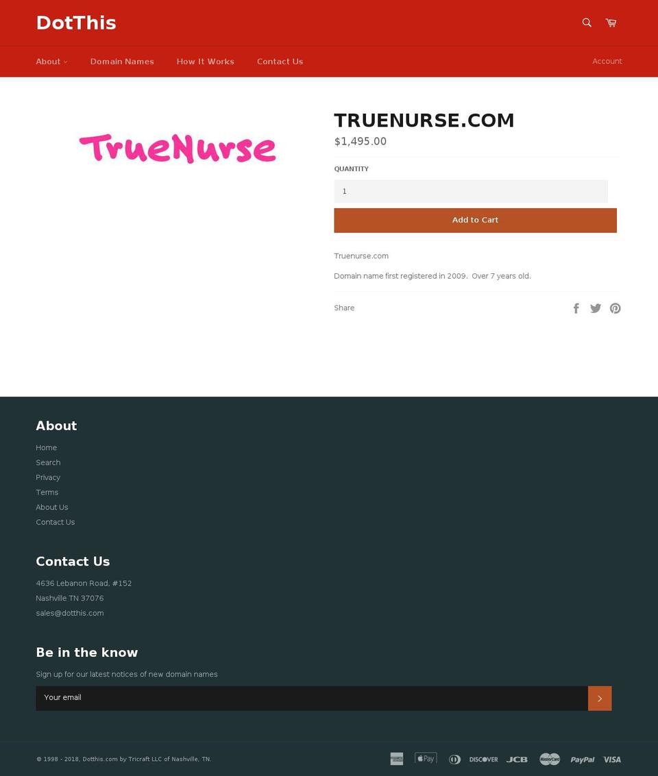 truenurse.com — Shopify storefront screenshot