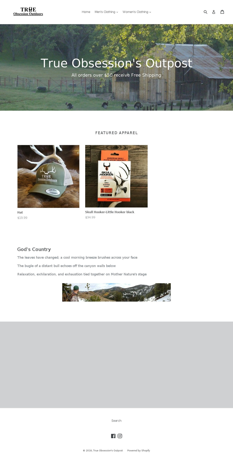 trueobsessionsoutpost.com shopify website screenshot