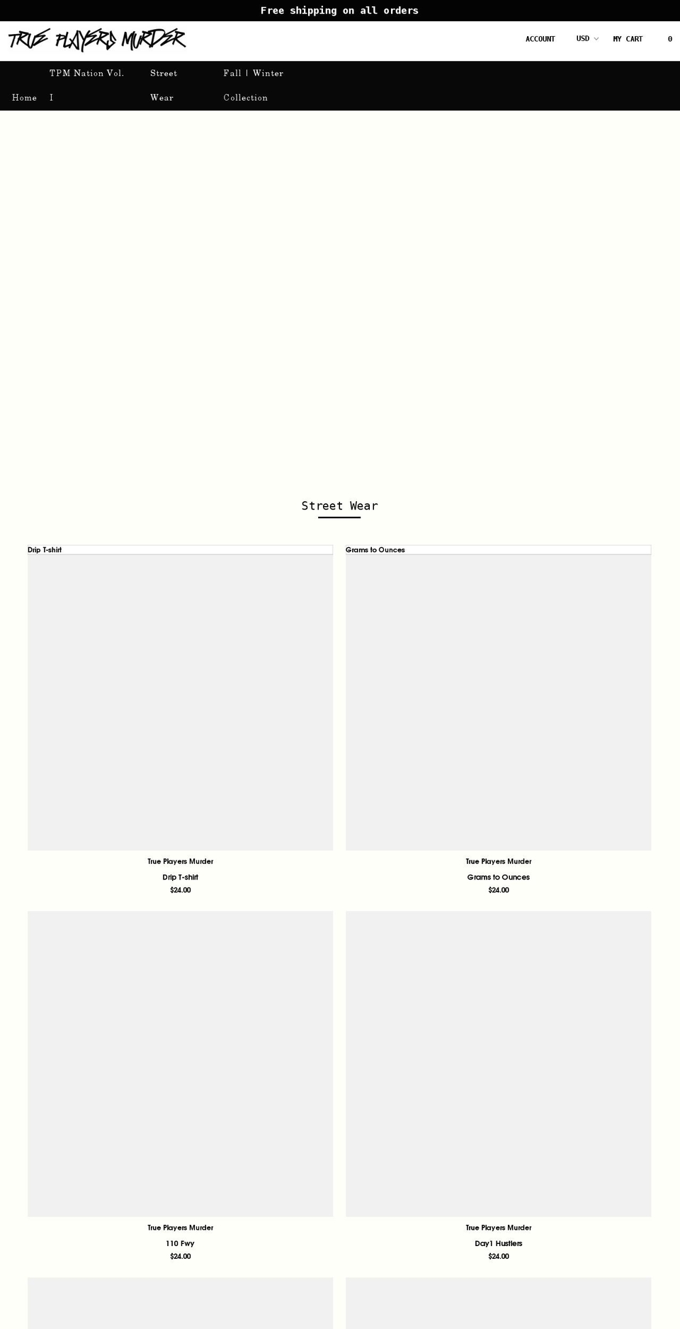 trueplayersmurder.com shopify website screenshot