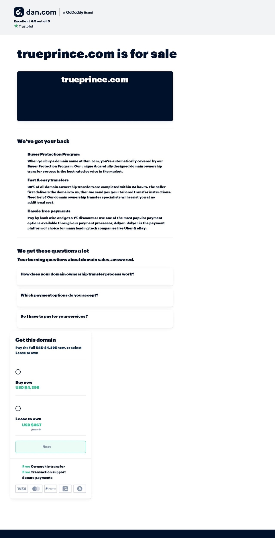 trueprince.com shopify website screenshot
