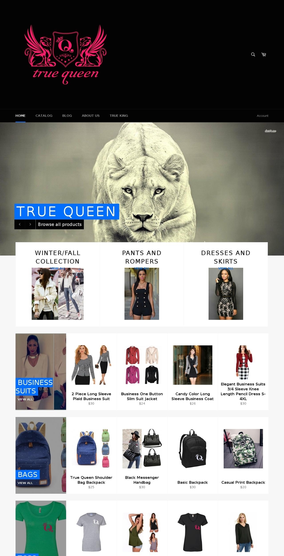 truequeen.biz shopify website screenshot