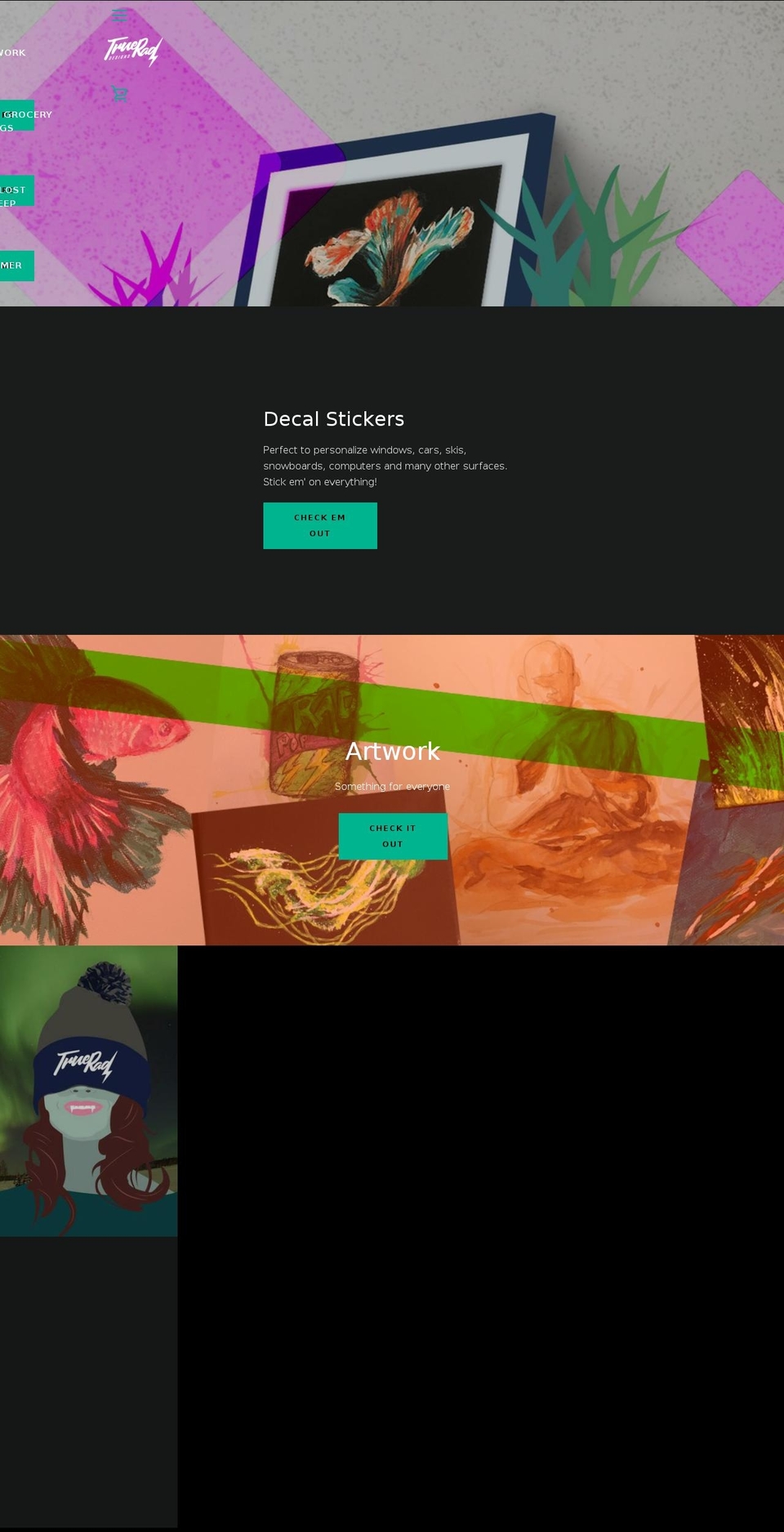 trueraddesigns.com — Shopify storefront screenshot