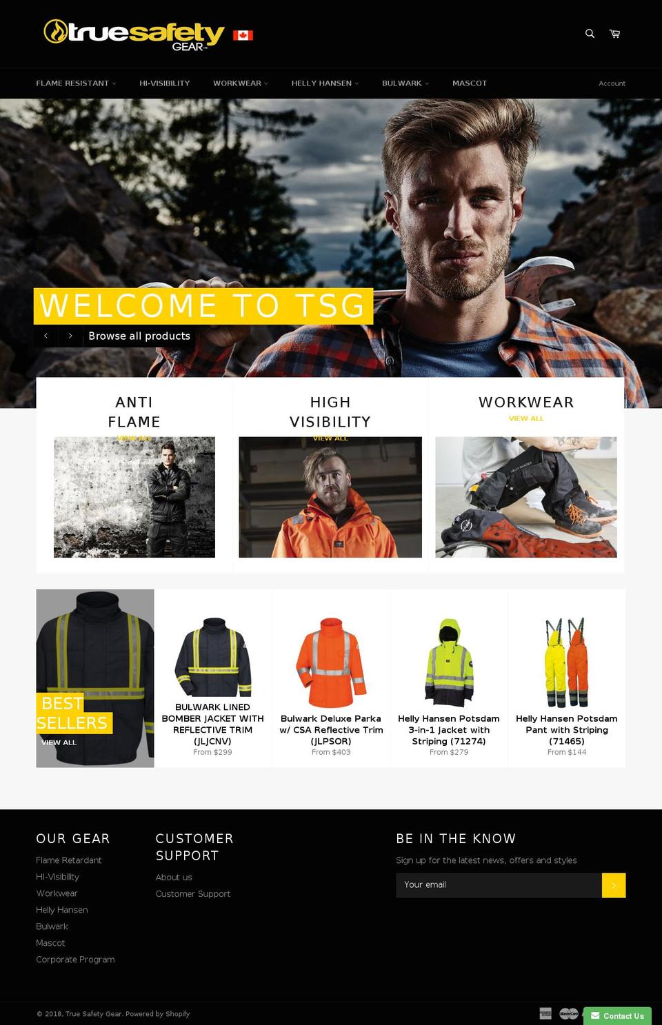 truesafetygear.ca shopify website screenshot