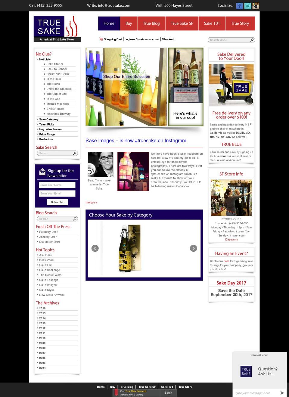 truesakelive.com shopify website screenshot