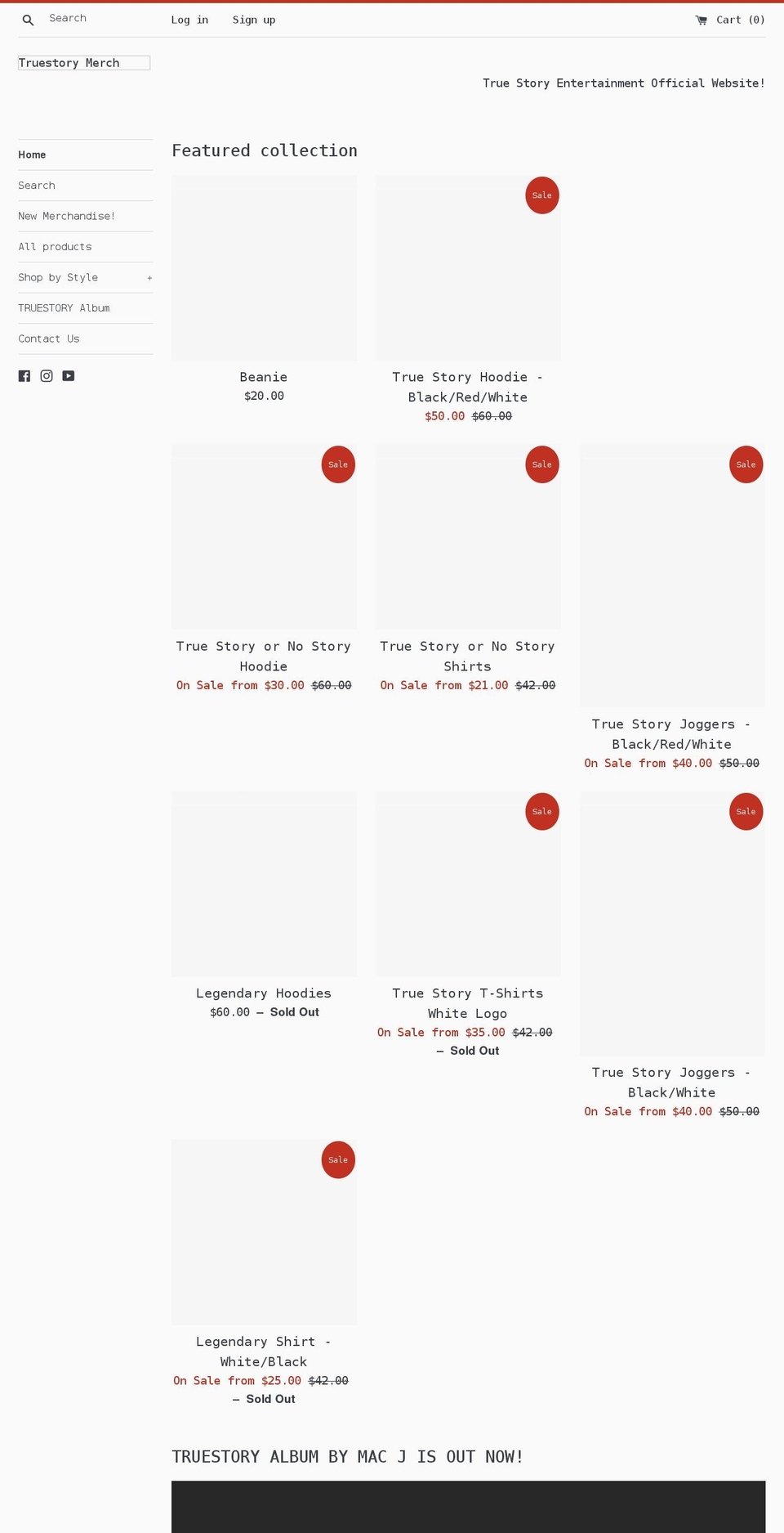 truestoryclothing.shop shopify website screenshot