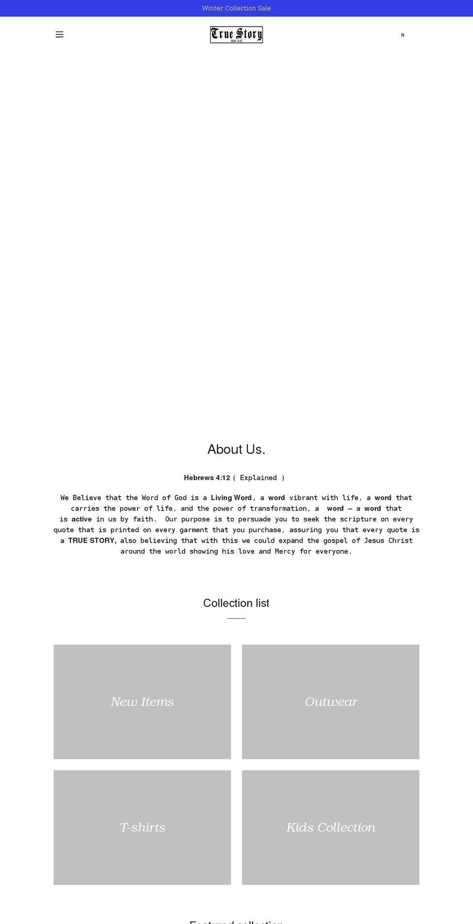 truestorycollectionnyc.com shopify website screenshot