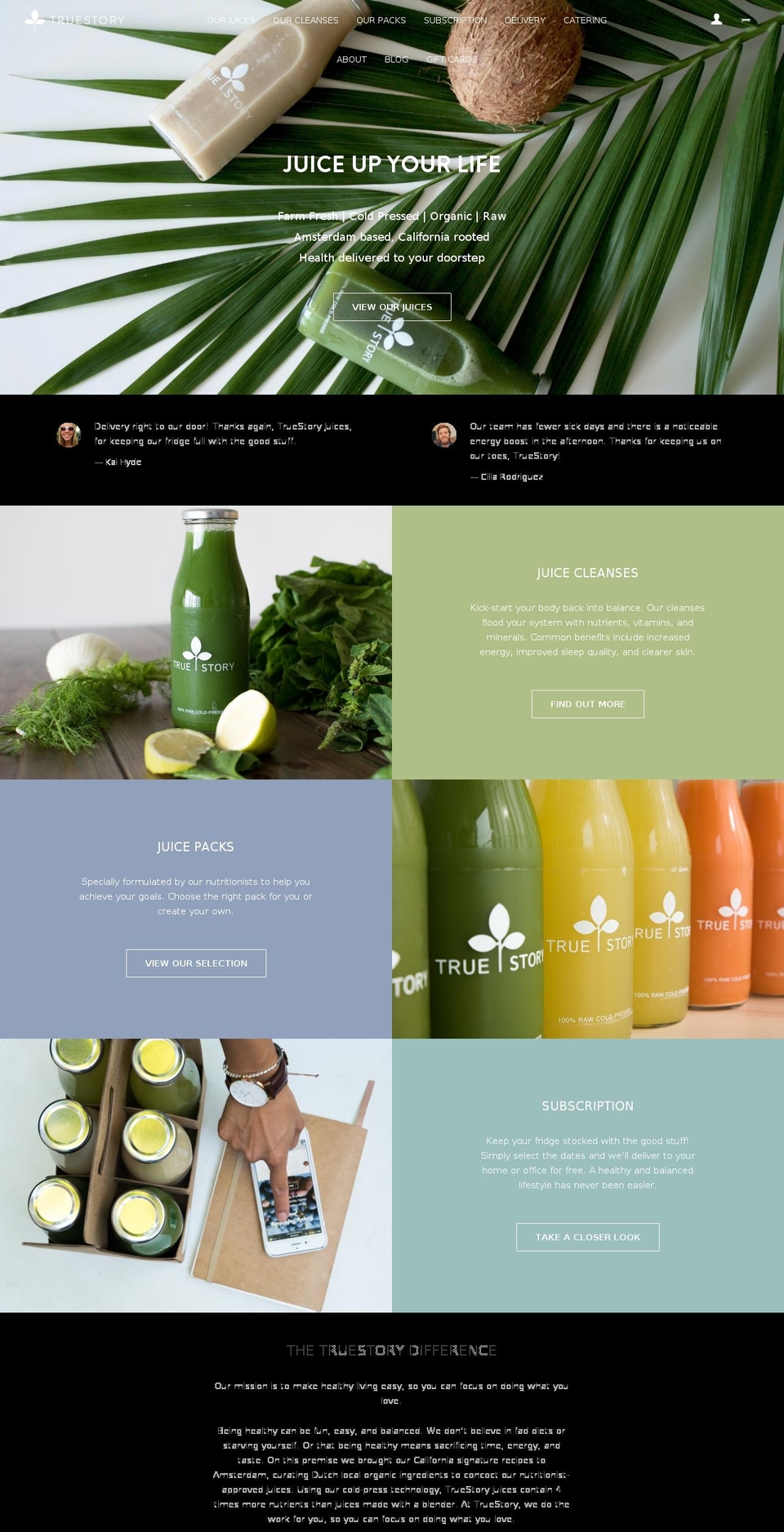 truestoryjuices.com shopify website screenshot