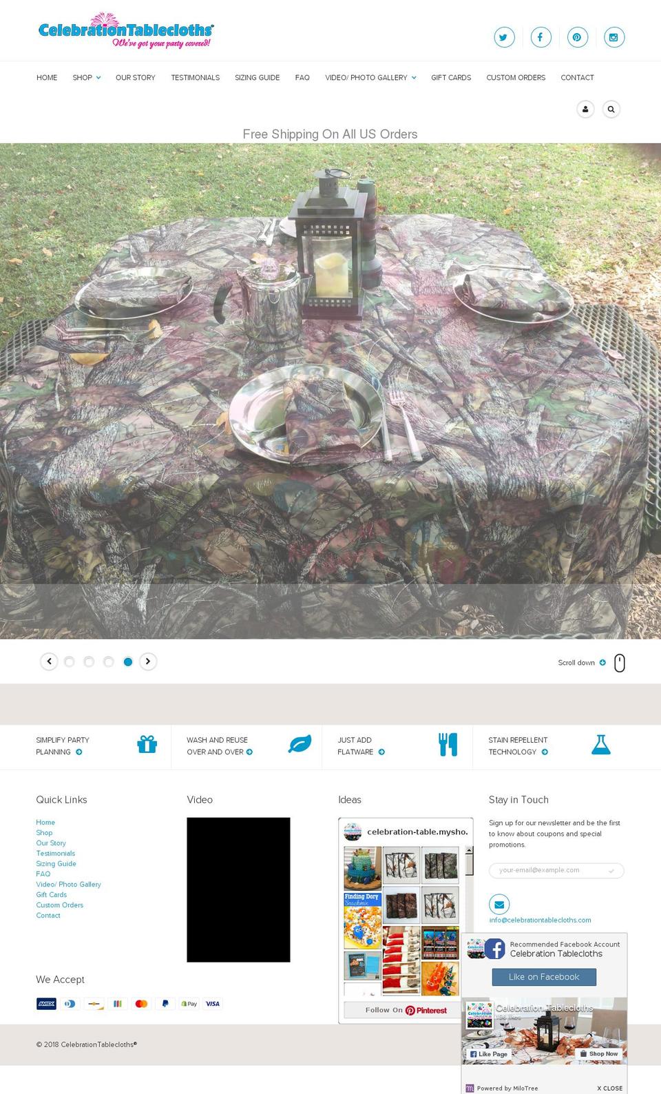 truetimbercamotablecloths.com — Shopify storefront screenshot