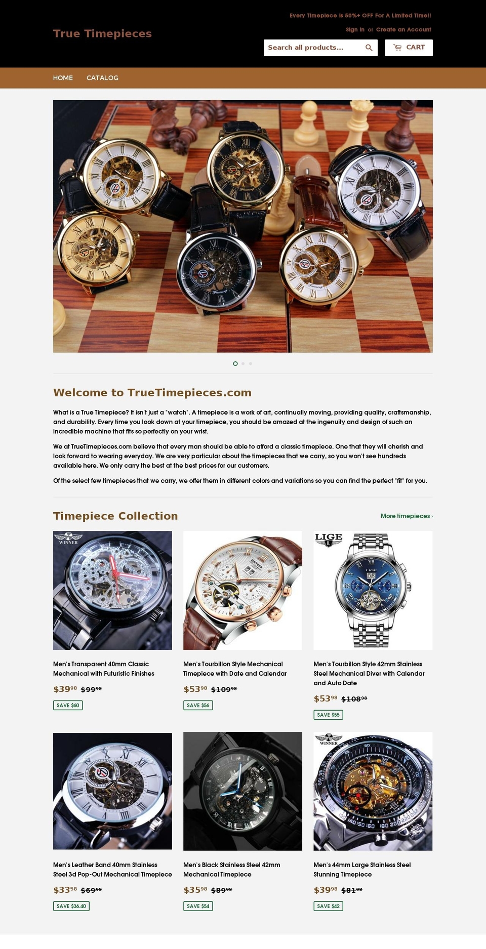truetimepieces.com — Shopify storefront screenshot