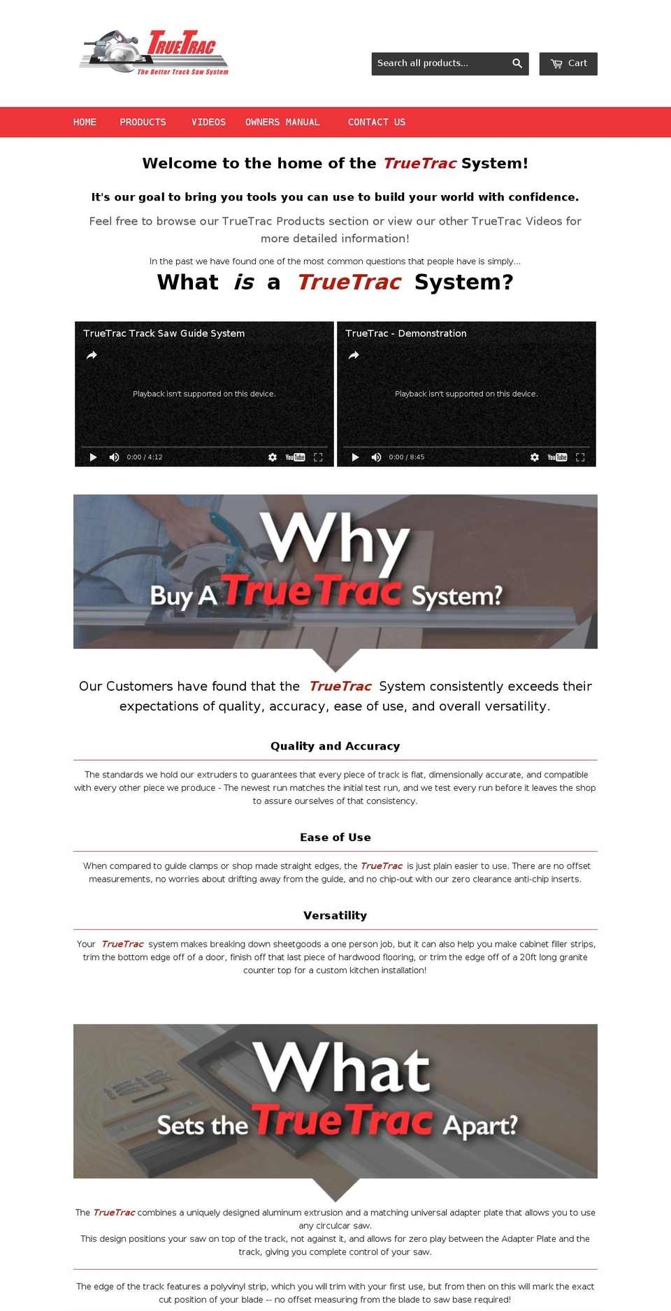 truetracsaw.com shopify website screenshot