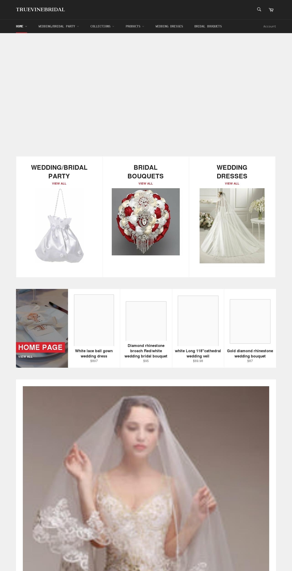 truevinebridal.com shopify website screenshot