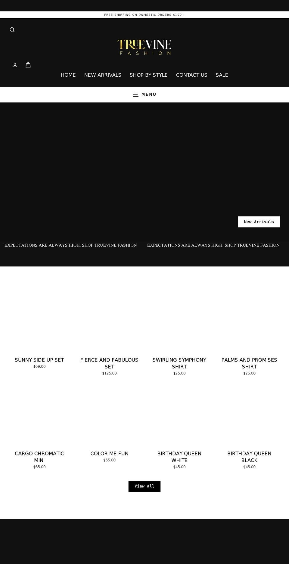 truevinefashion.com shopify website screenshot