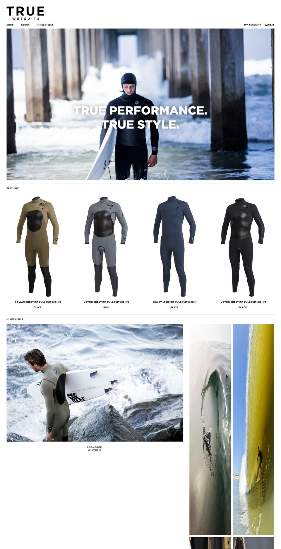 truewetsuits.com shopify website screenshot