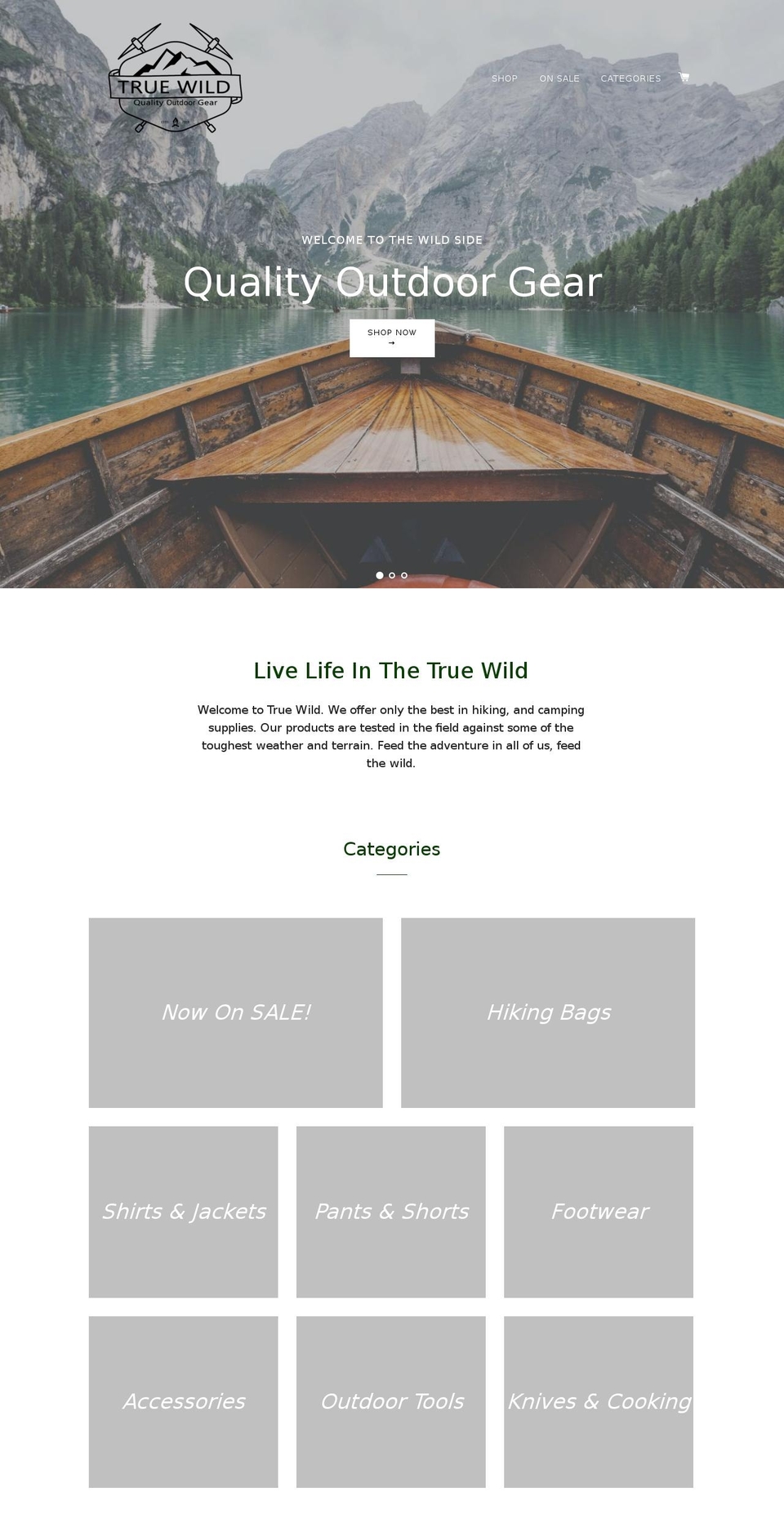 truewildstore.ca shopify website screenshot