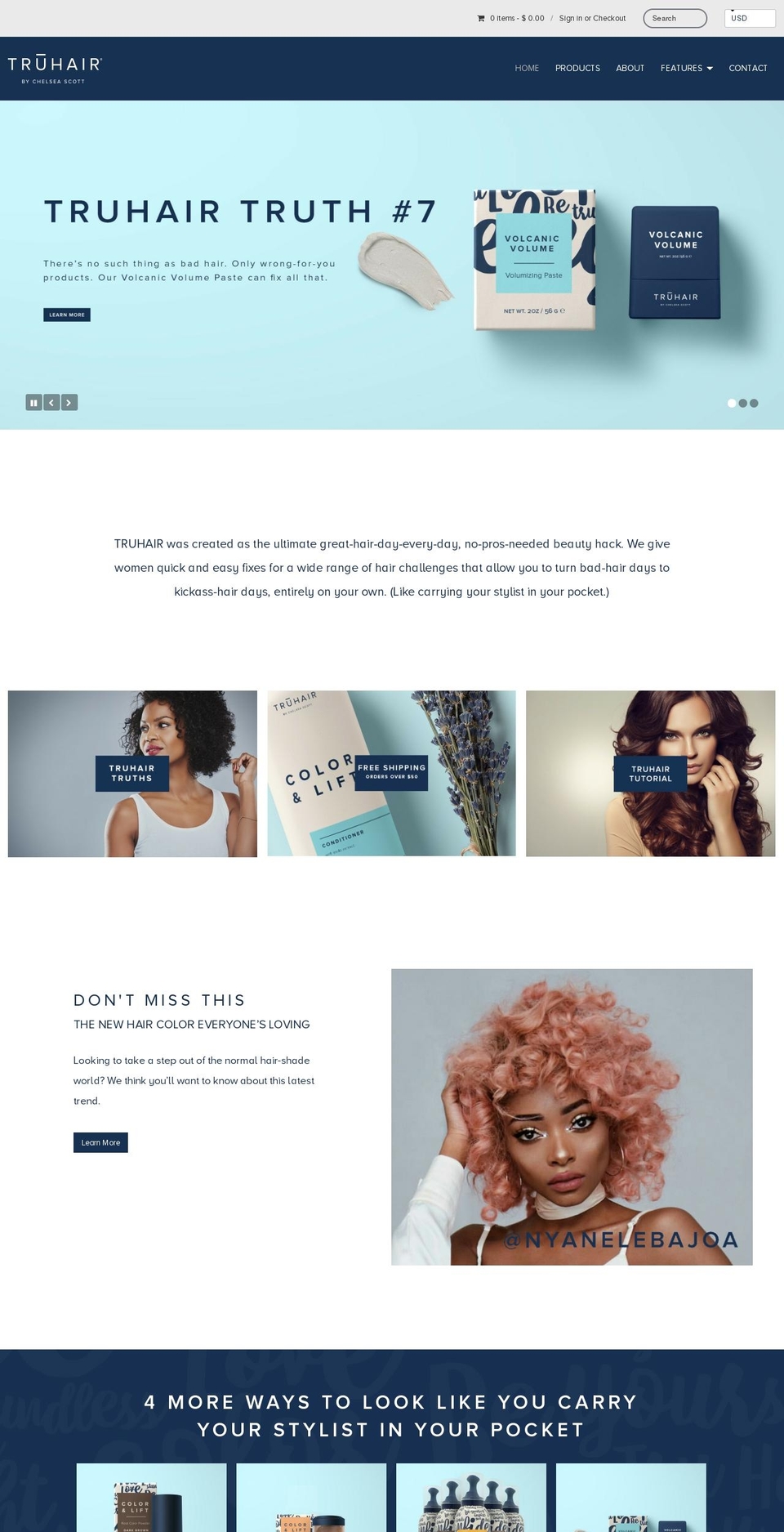 truhair.com shopify website screenshot